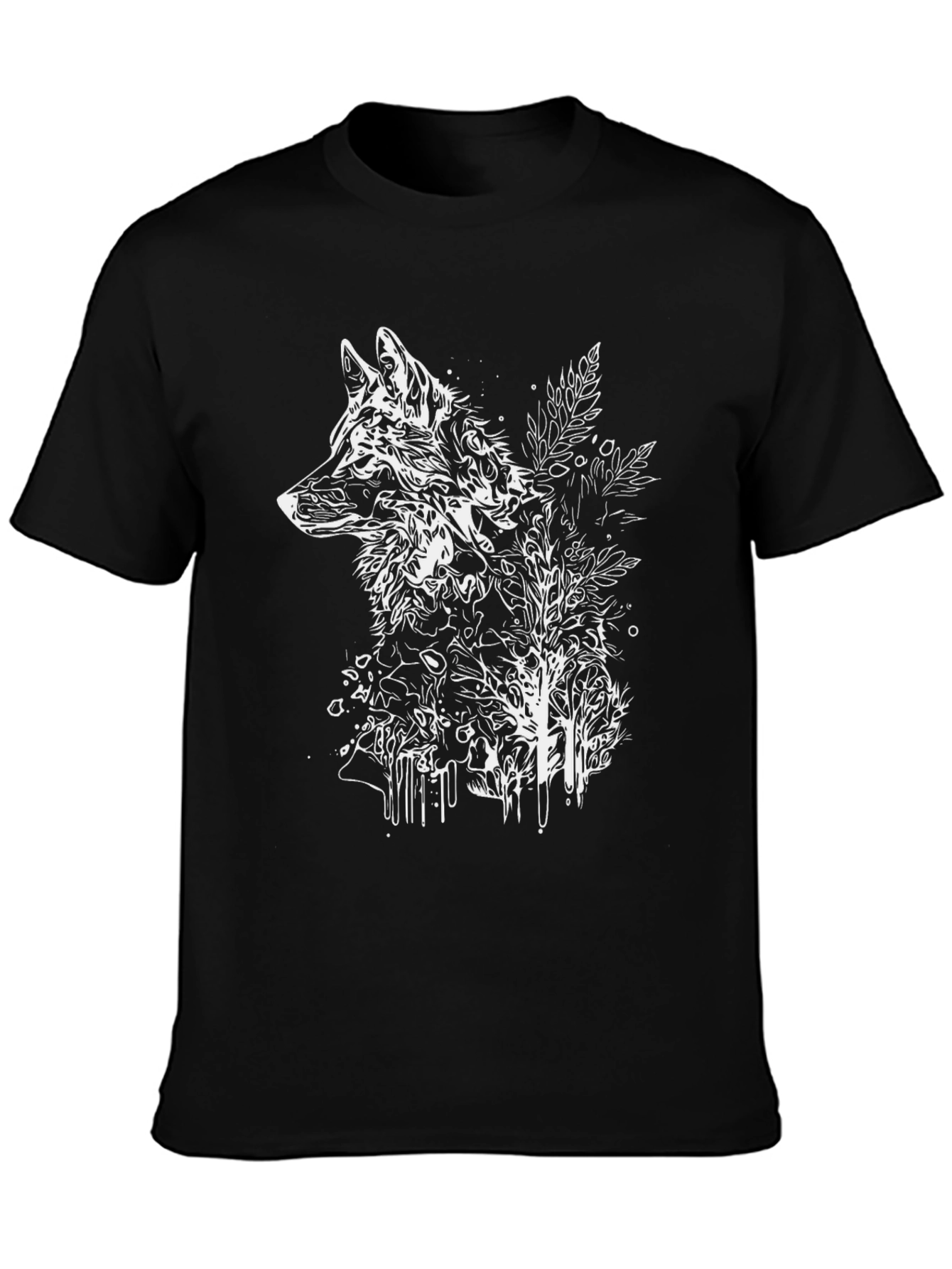 Black Wolf Graphic T-Shirt - Black Cotton Tee view 3
