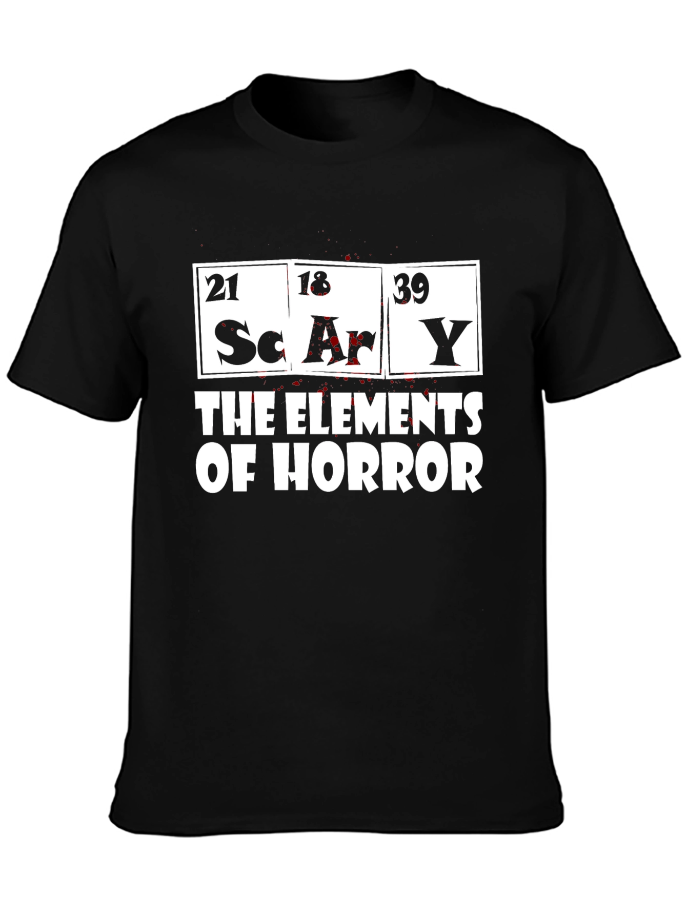 Black Scary Elements of Horror Graphic T-Shirt view 3