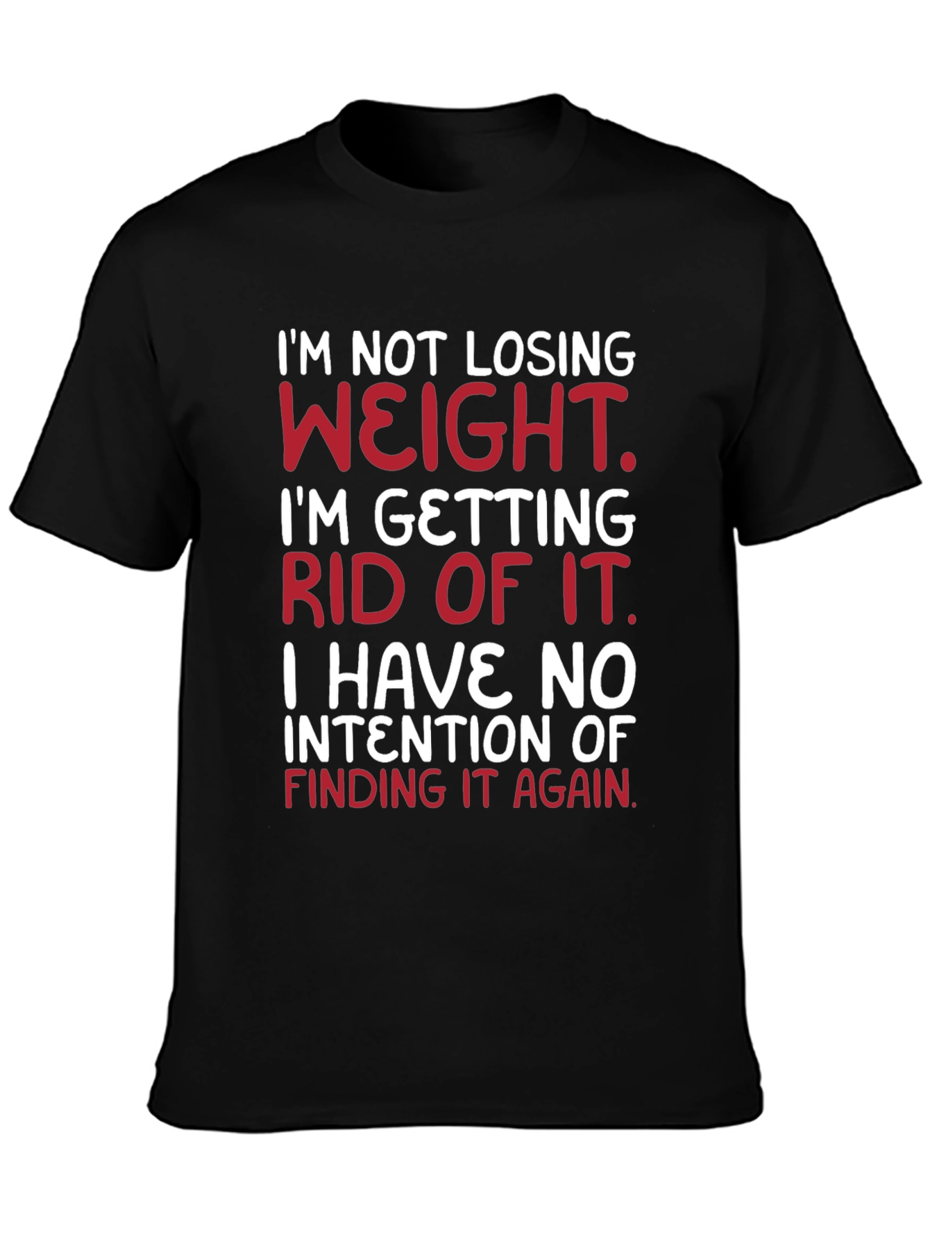 Black Humorous Weight Loss Goal T-Shirt view 3