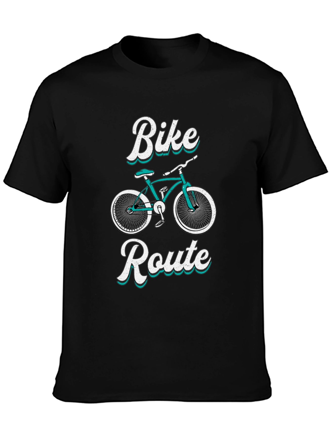Black Bike Route Graphic Tee - Black Cotton T-Shirt view 3