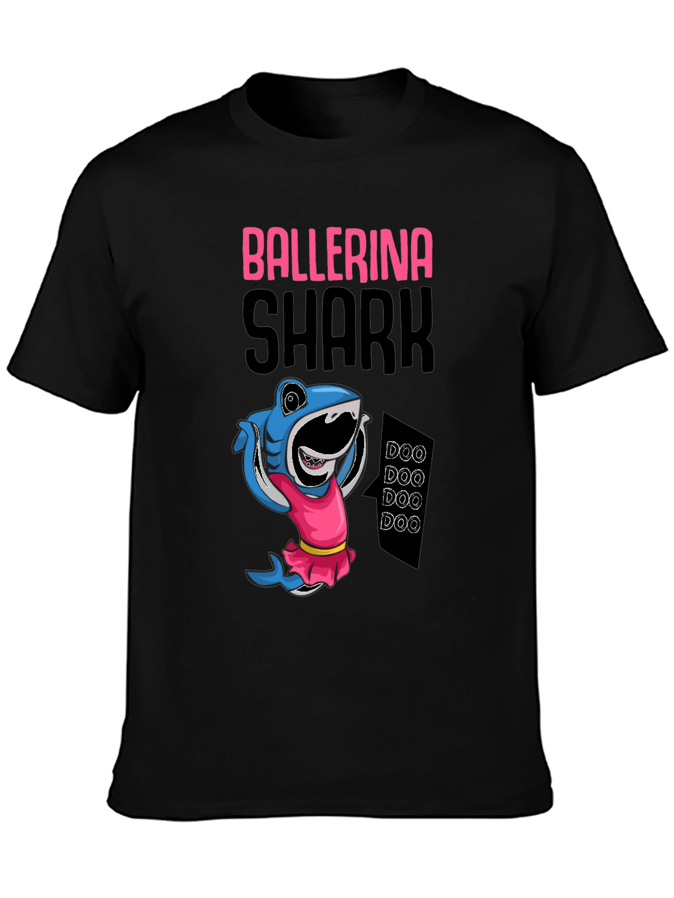 Black Ballerina Shark Black T-Shirt view 3