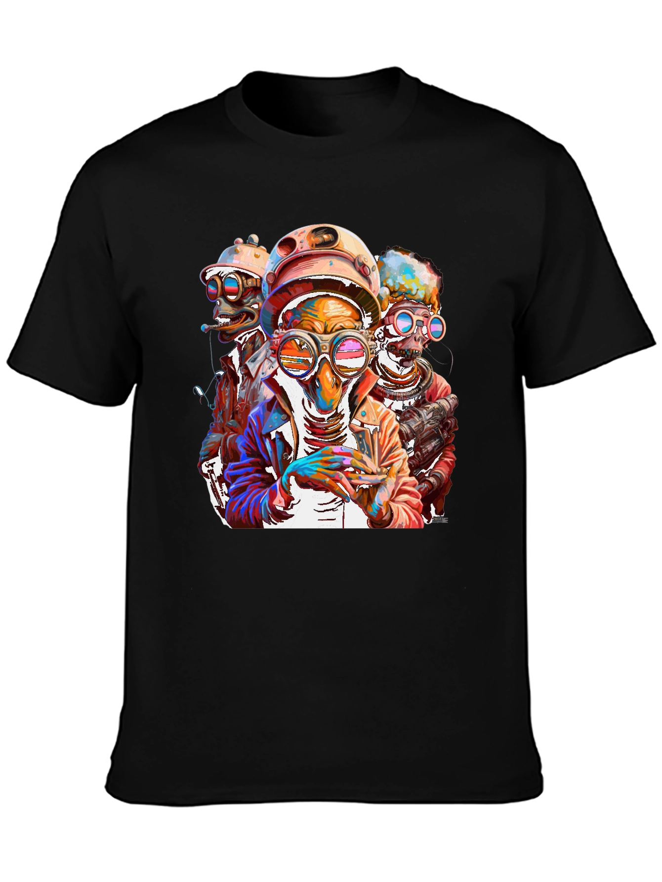 Black Steampunk Crew Graphic Tee - Bold & Unique Design view 3