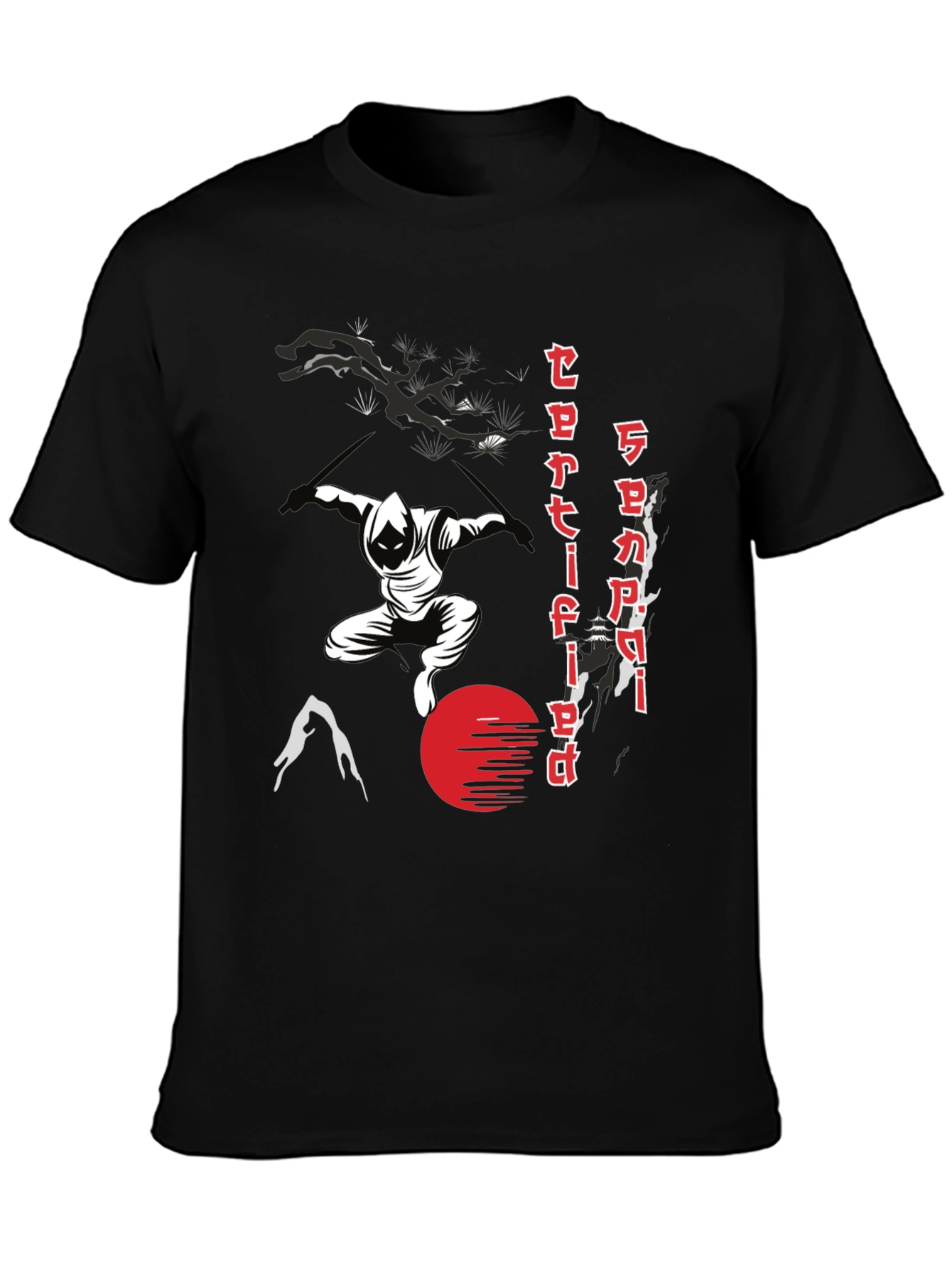 Black Samurai Certified Ninja Graphic T-Shirt view 3