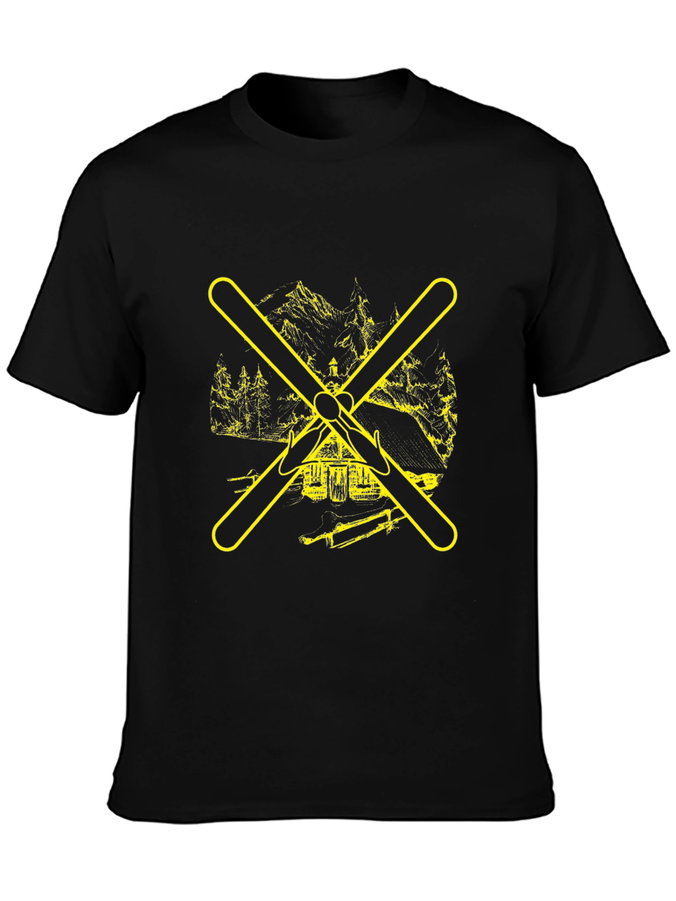 Black Ski Lodge Graphic Tee view 3