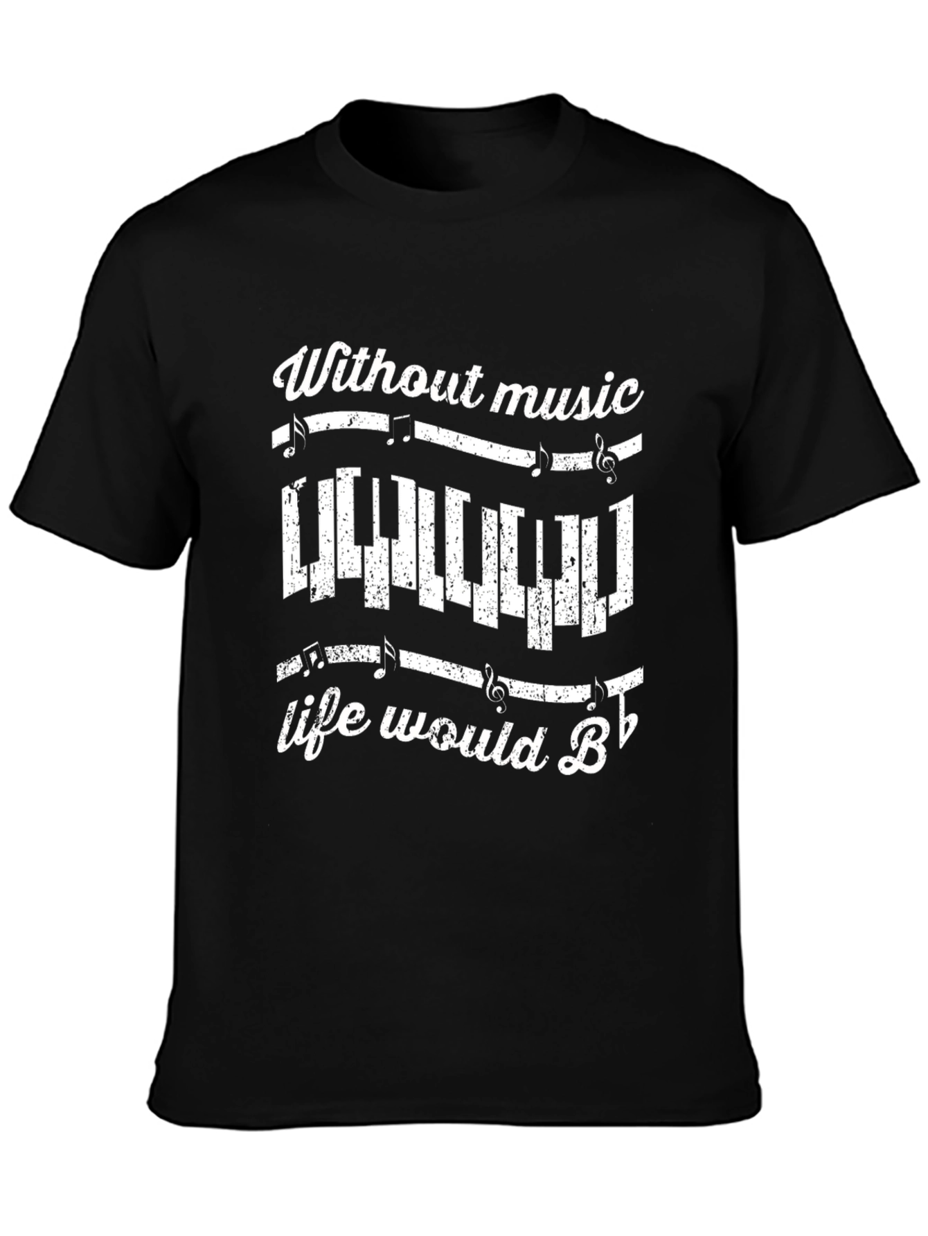 Black Music Lover Tee: Without Music Life Would B♭ view 3