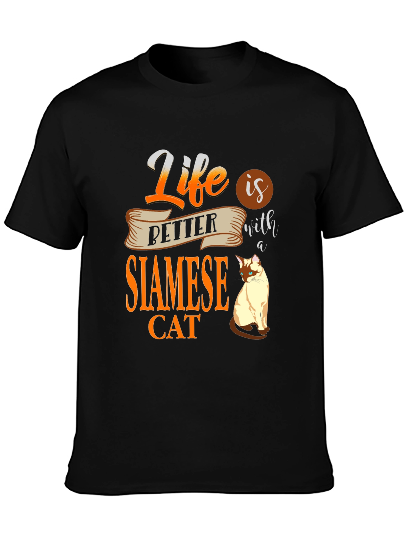 Black Life Is Better With A Siamese Cat T-Shirt view 3
