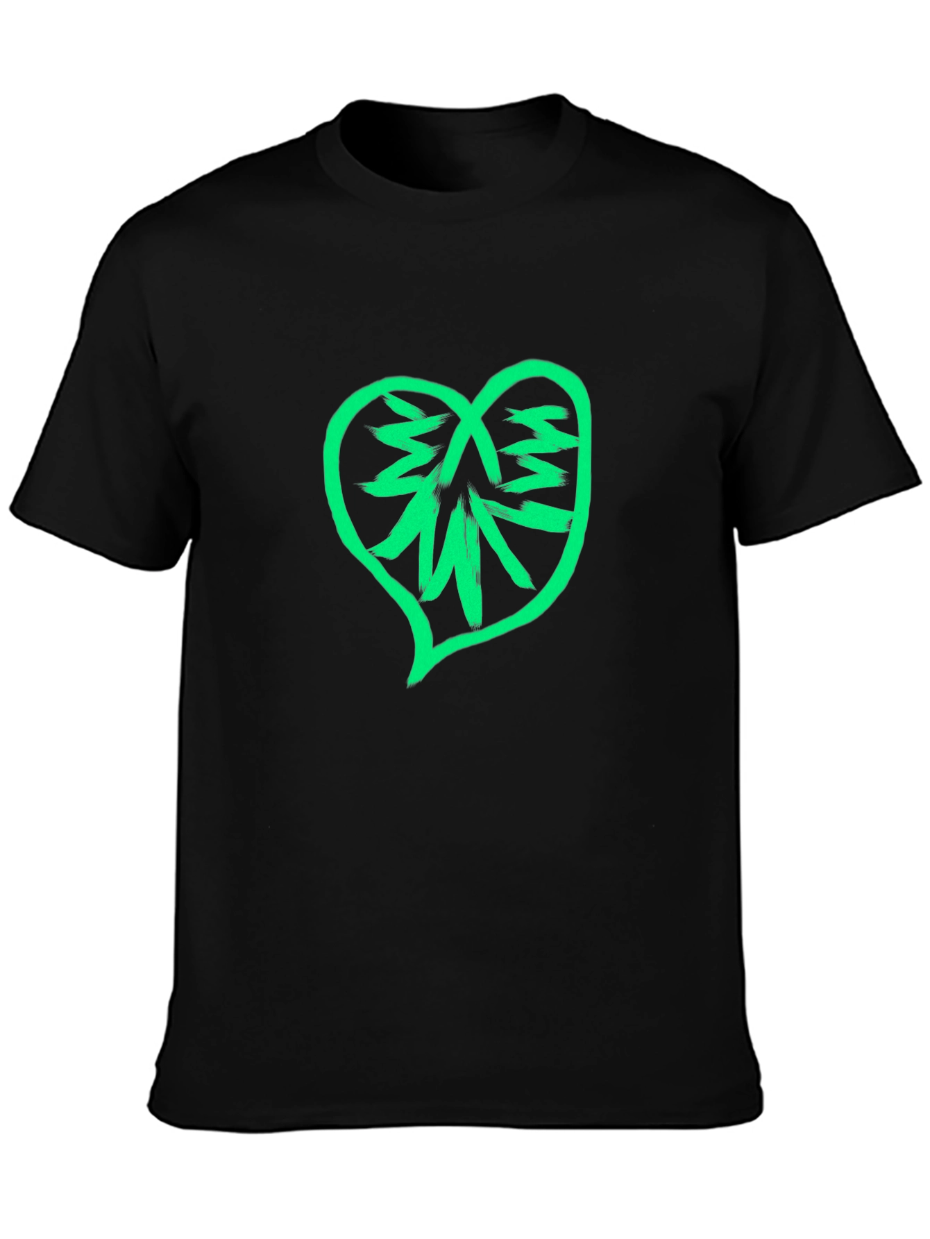 Black Heart Cannabis Tee - Black Cotton Blend view 3