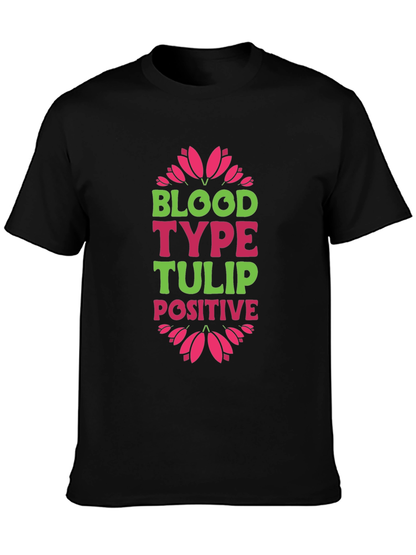 Black Blood Type Tulip Positive Graphic T-Shirt view 3