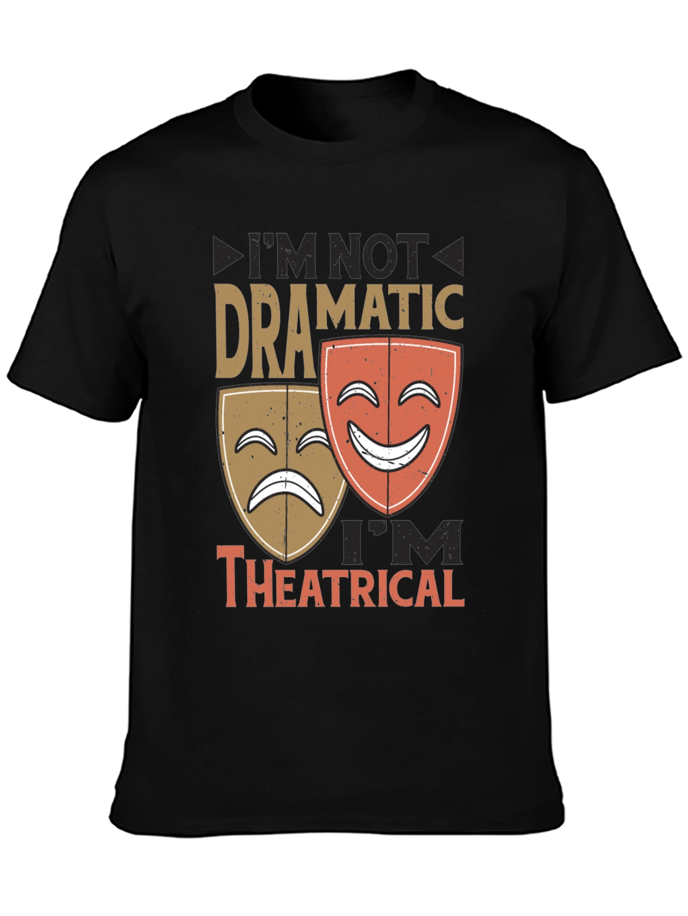 Black Dramatic vs. Theatrical Graphic T-Shirt view 3