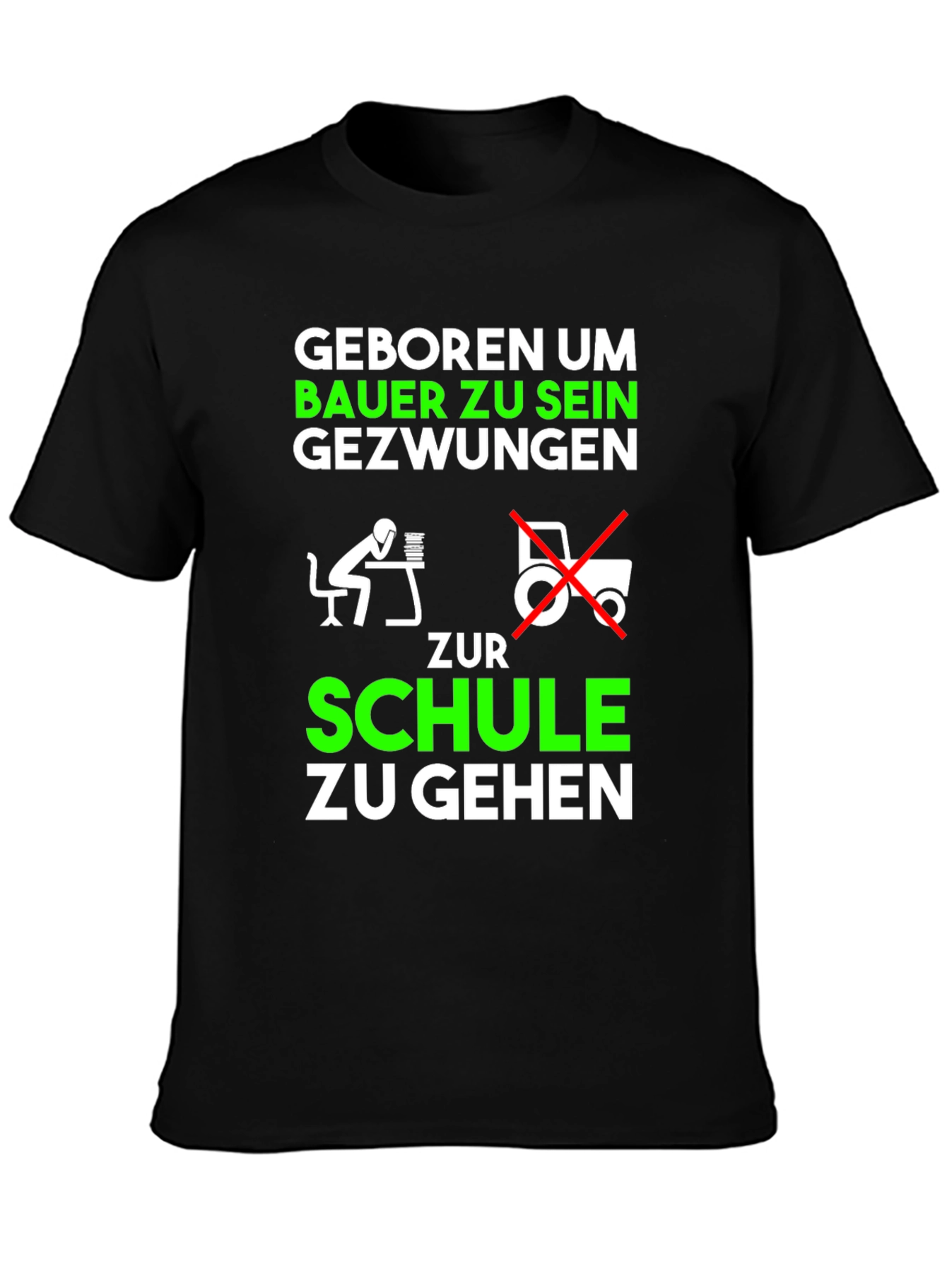 Black Born to Farm T-Shirt - German Humor Tee view 3