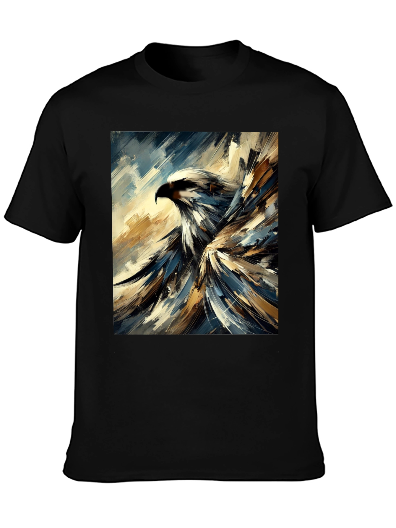 Black Abstract Eagle Graphic Black T-Shirt view 3