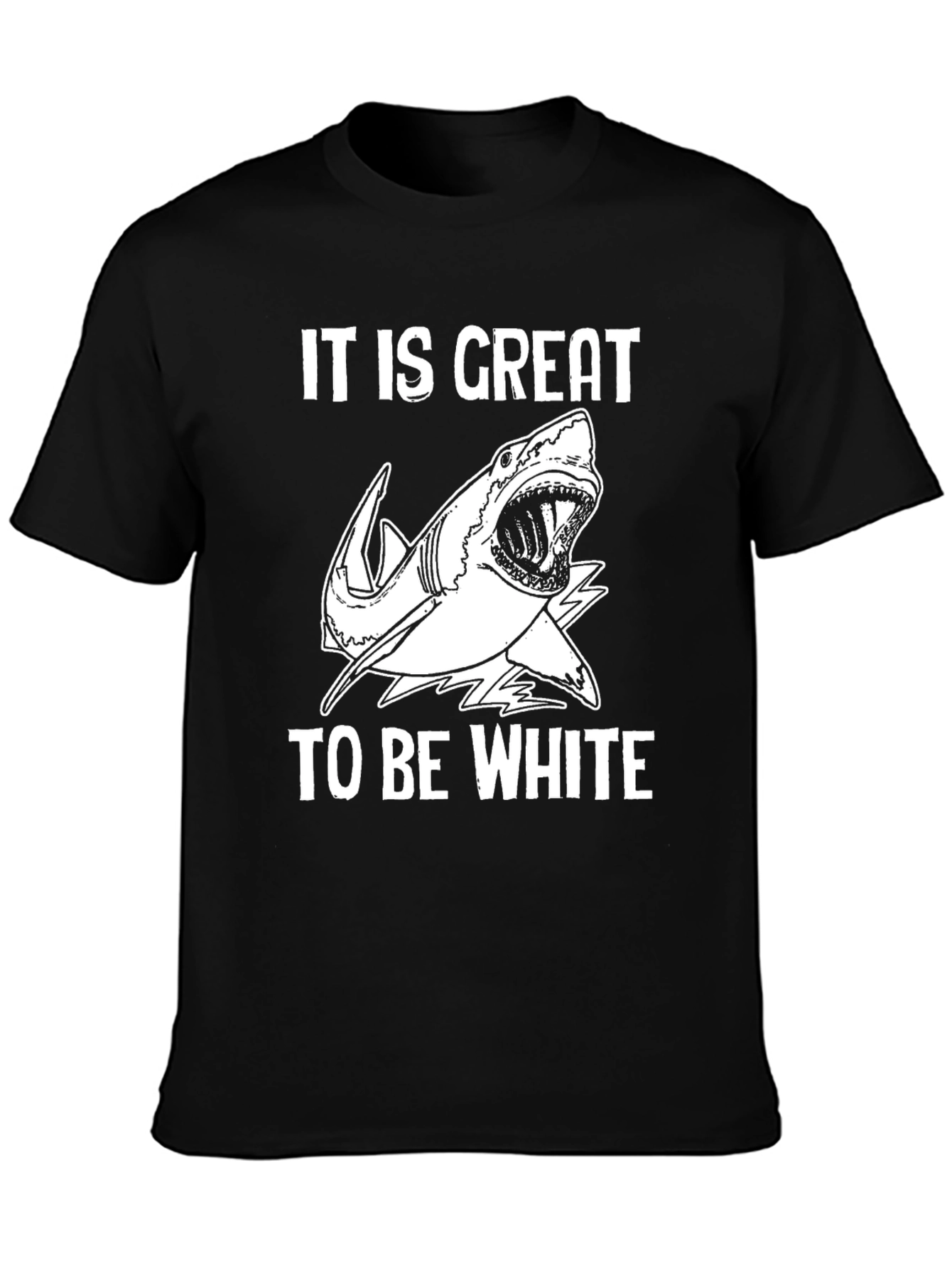 Black It Is Great to Be White Shark Graphic Tee view 3