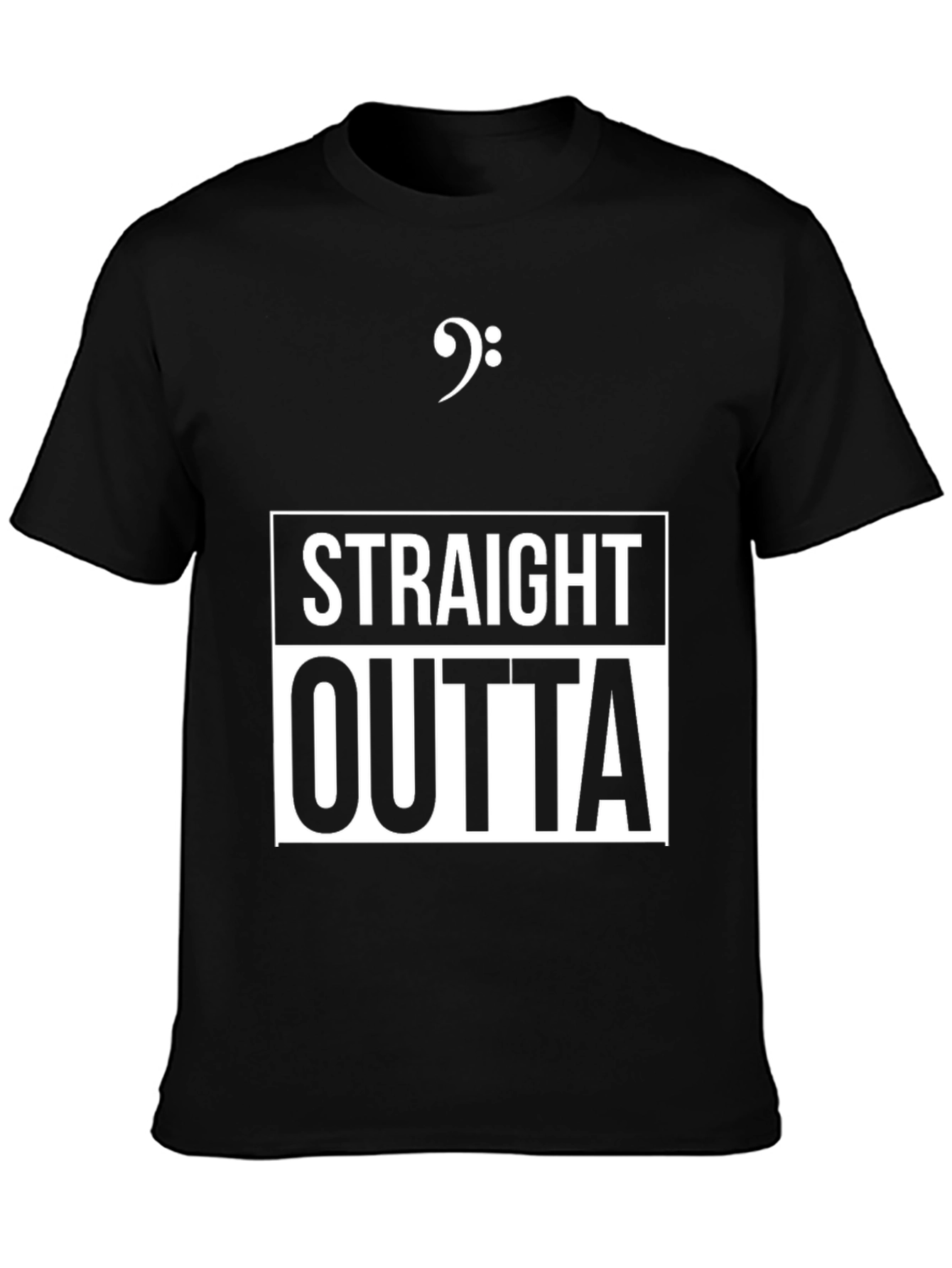 Black Straight Outta Bass Clef Music T-Shirt view 3