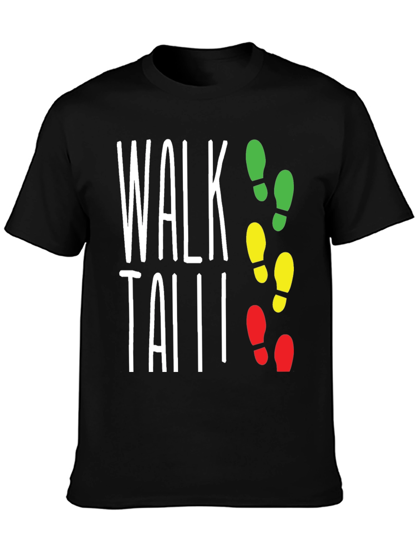 Black Walk Tall Traffic Light Footprint T-Shirt view 3