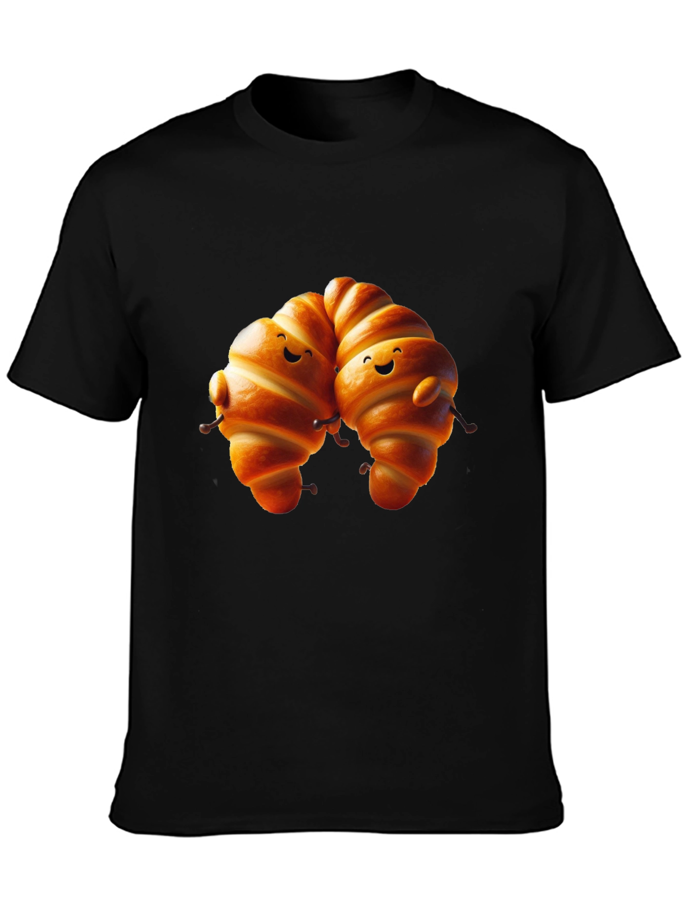 Black Cute Croissant Couple Graphic Tee view 3
