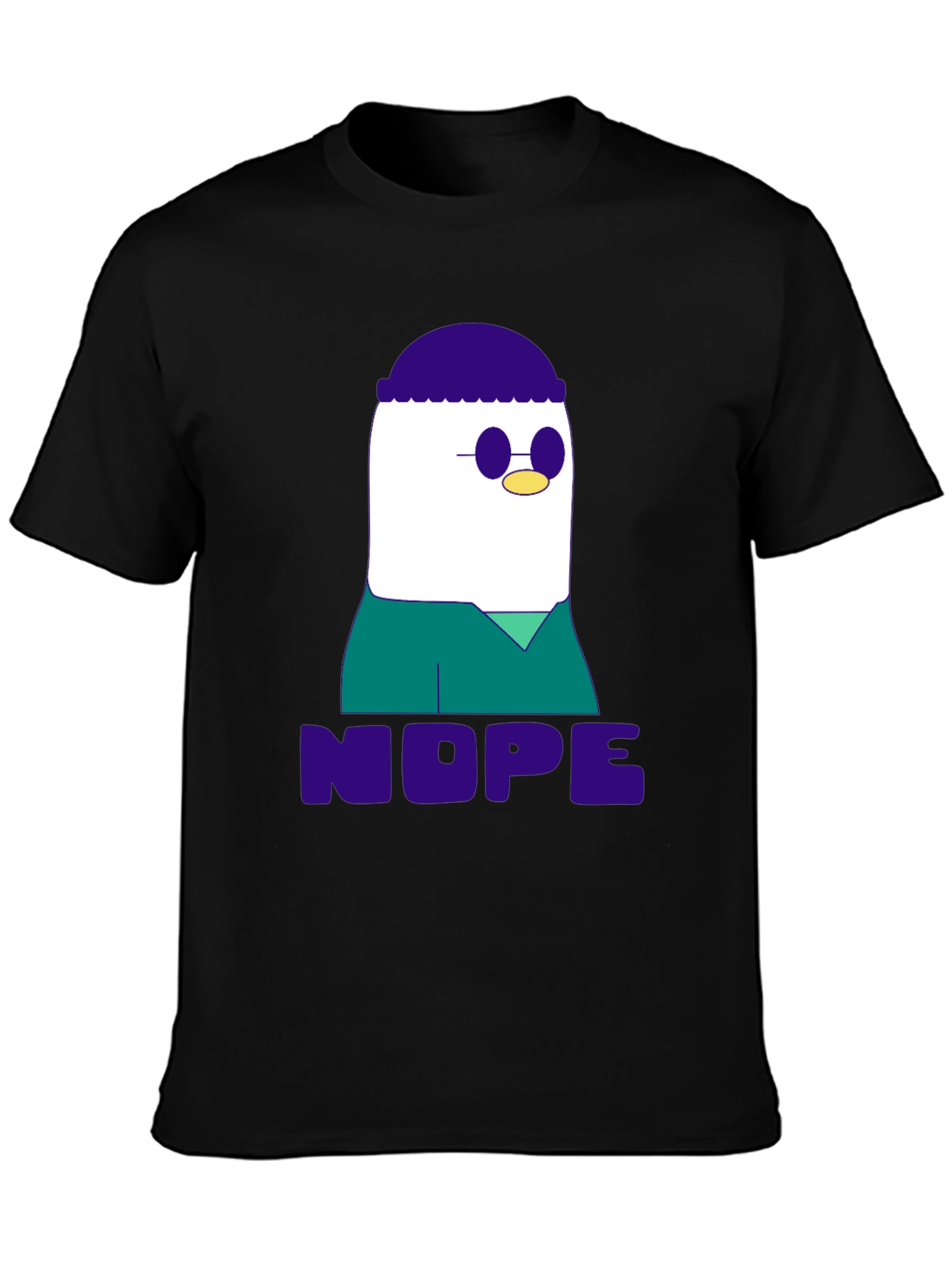 Black Nope T-Shirt - Funny Cartoon Graphic Tee view 3