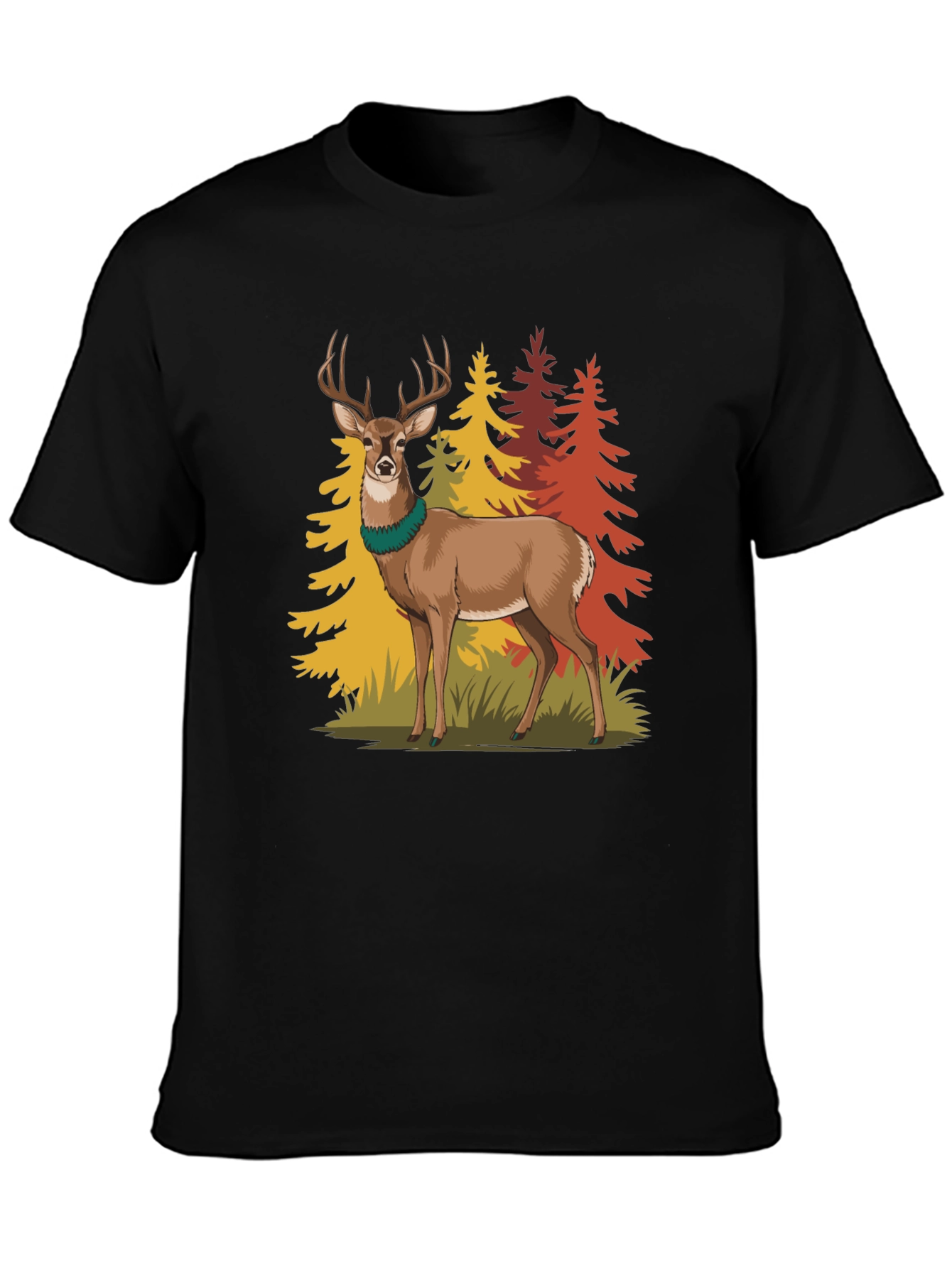 Black Deer Forest Graphic Tee - Nature Lover's T-Shirt view 3