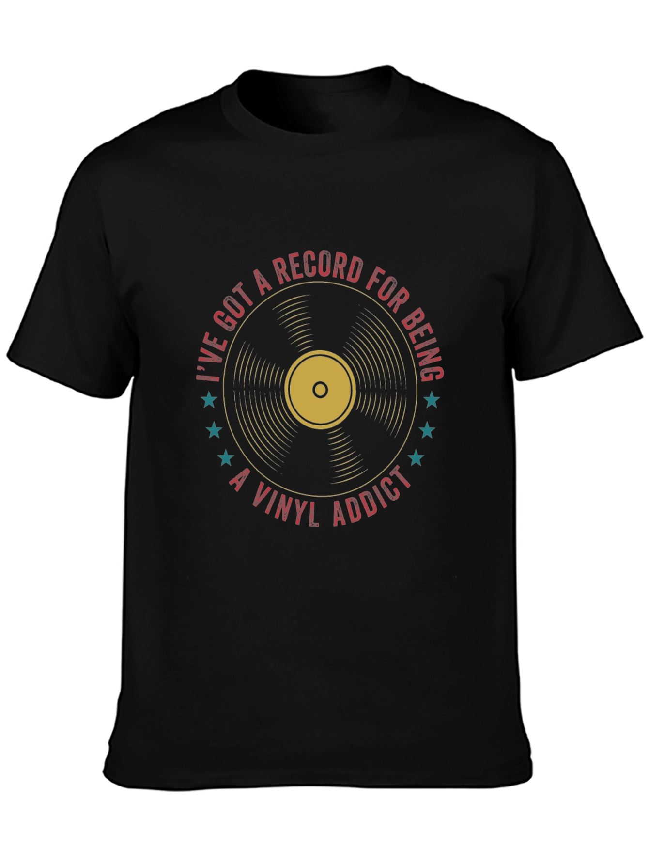 Black Vinyl Record Addict T-Shirt - Music Lover Tee view 3