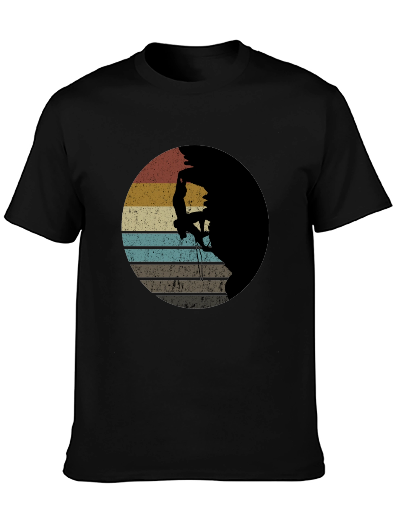 Black Retro Rock Climbing T-Shirt - Vintage Style Tee view 3