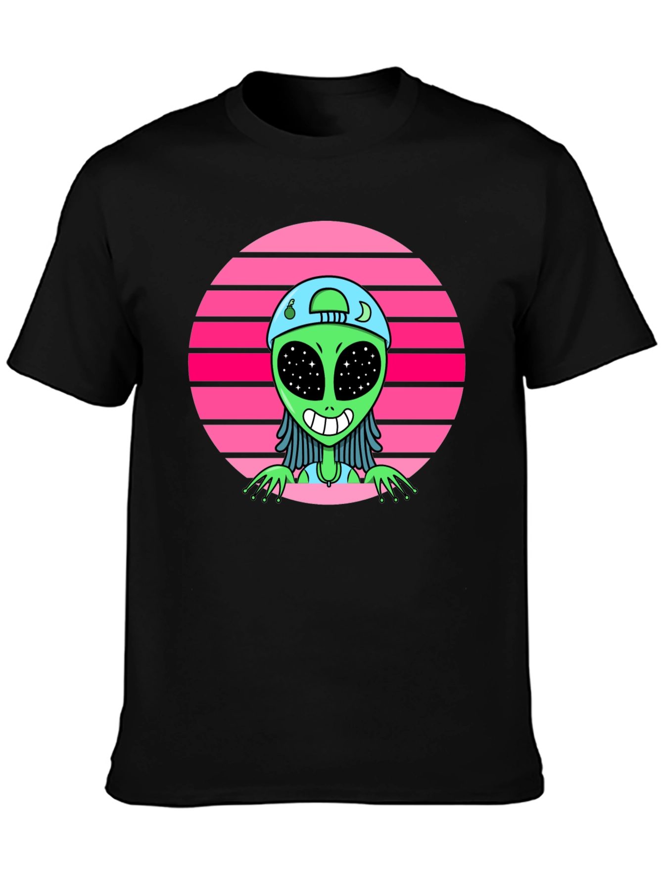 Black Retro Alien Graphic Tee view 3