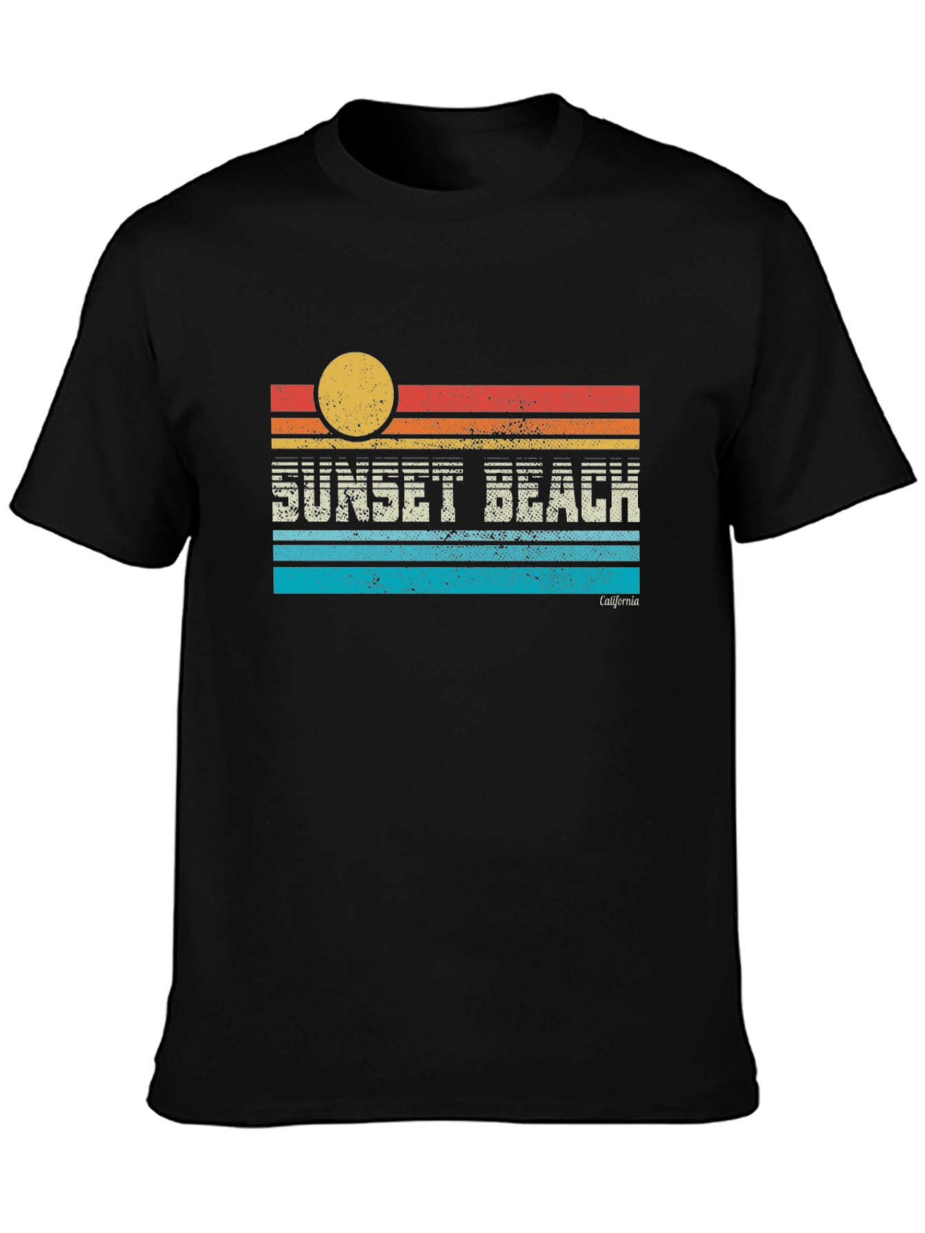 Black Sunset Beach California Graphic T-Shirt view 3