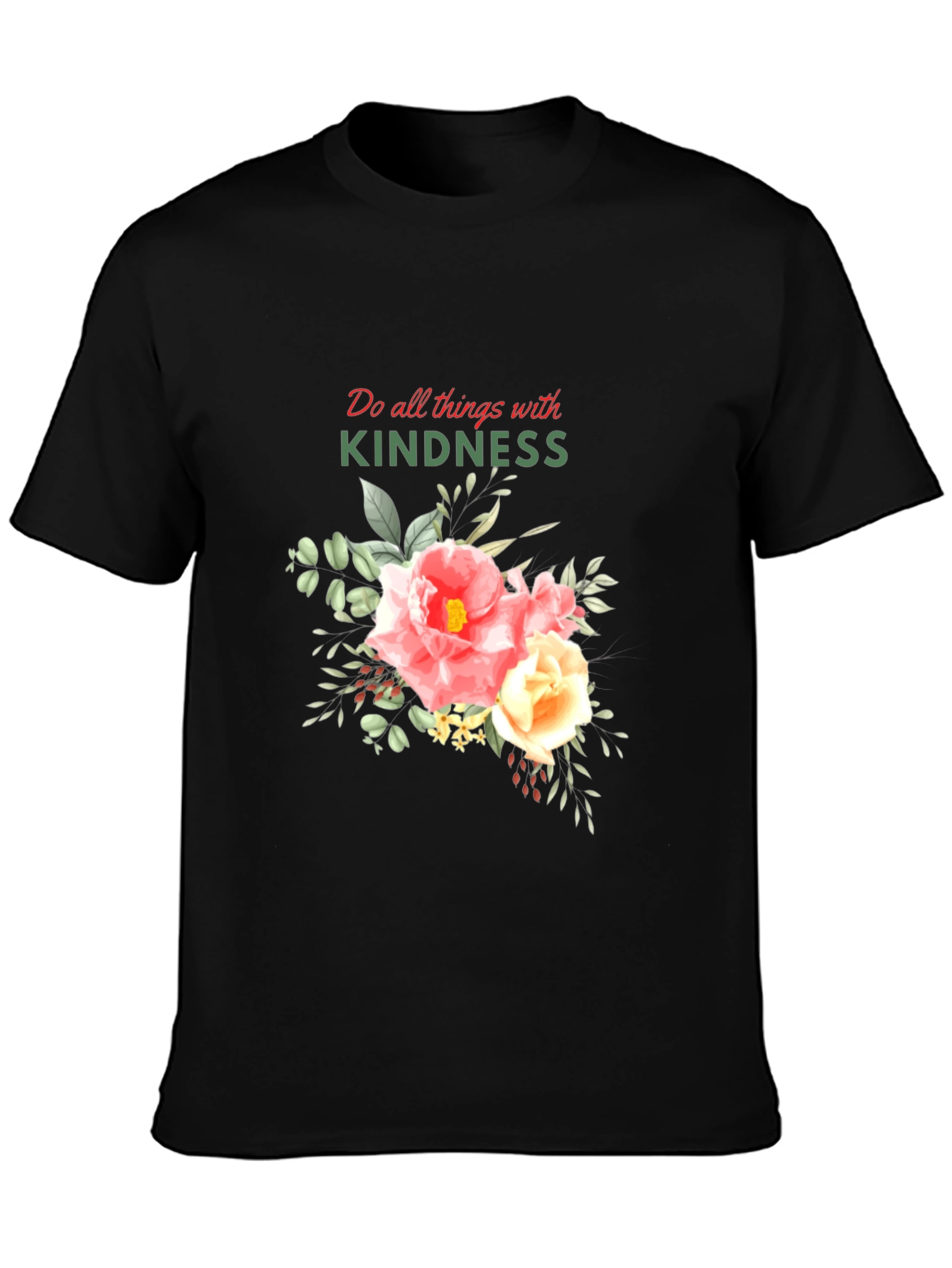 Black Kindness Floral Graphic T-Shirt view 3