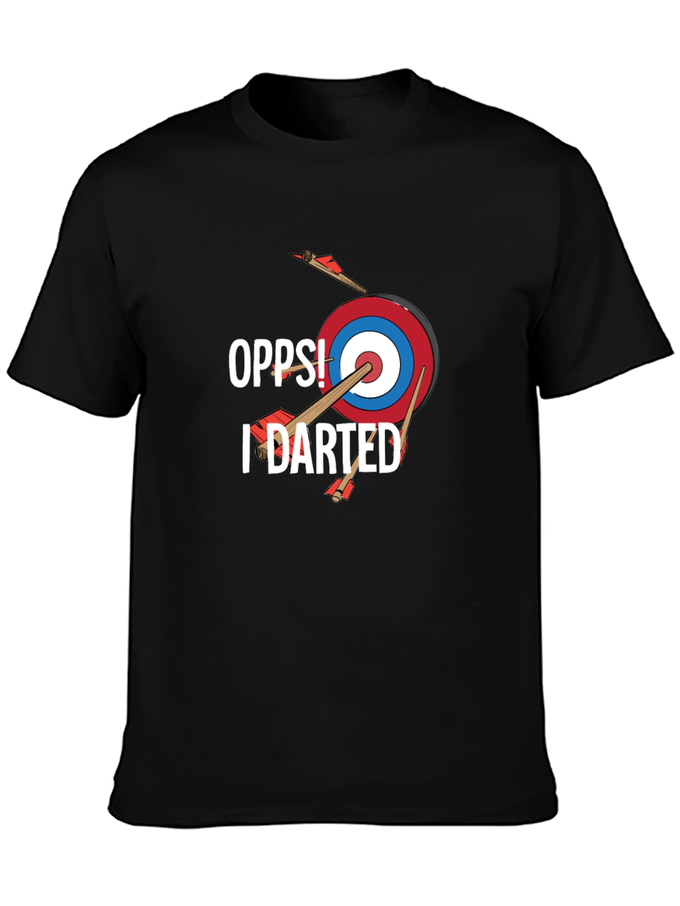 Black Oops! I Darted T-Shirt - Funny Darts Graphic Tee view 3