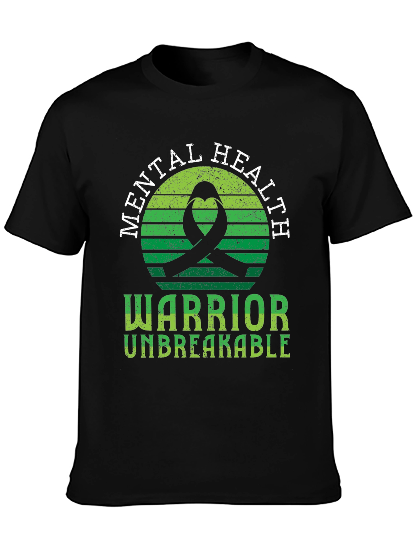 Black Mental Health Warrior T-Shirt Unbreakable Ribbon view 3