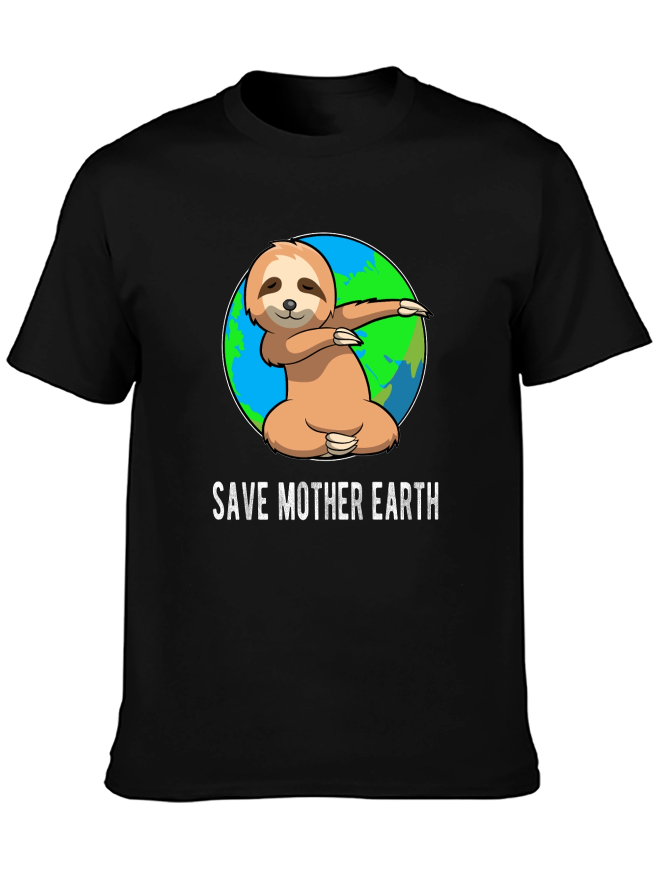 Black Save Mother Earth Sloth T-Shirt view 3