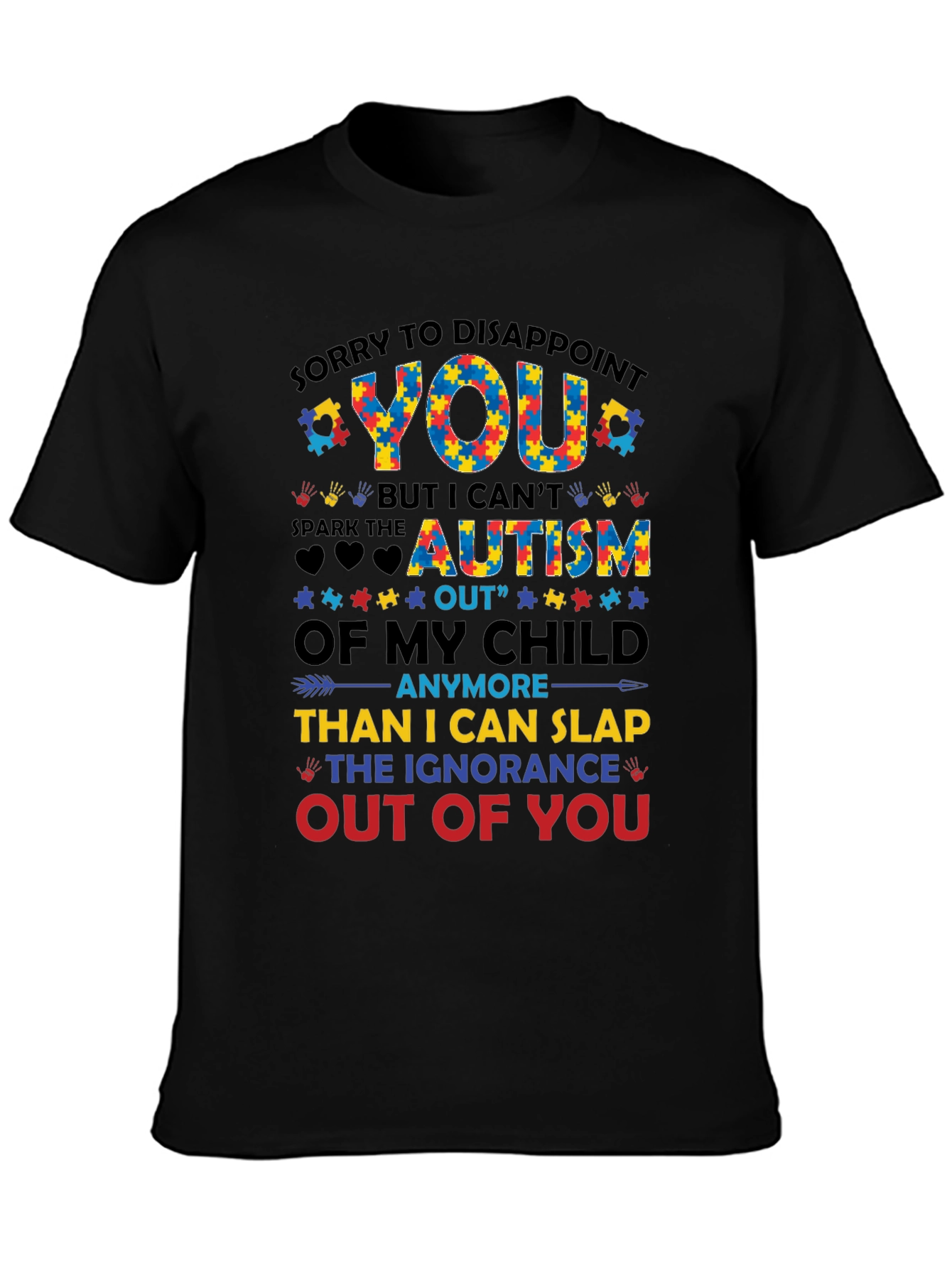 Black Autism Awareness Graphic Tee - Disappoint Ignorance view 3
