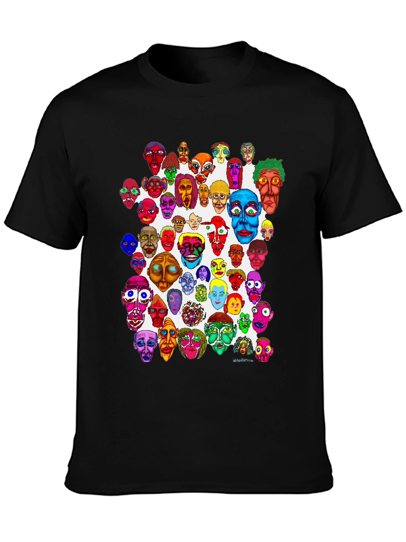 Black Unique Colorful Faces Graphic Tee view 3
