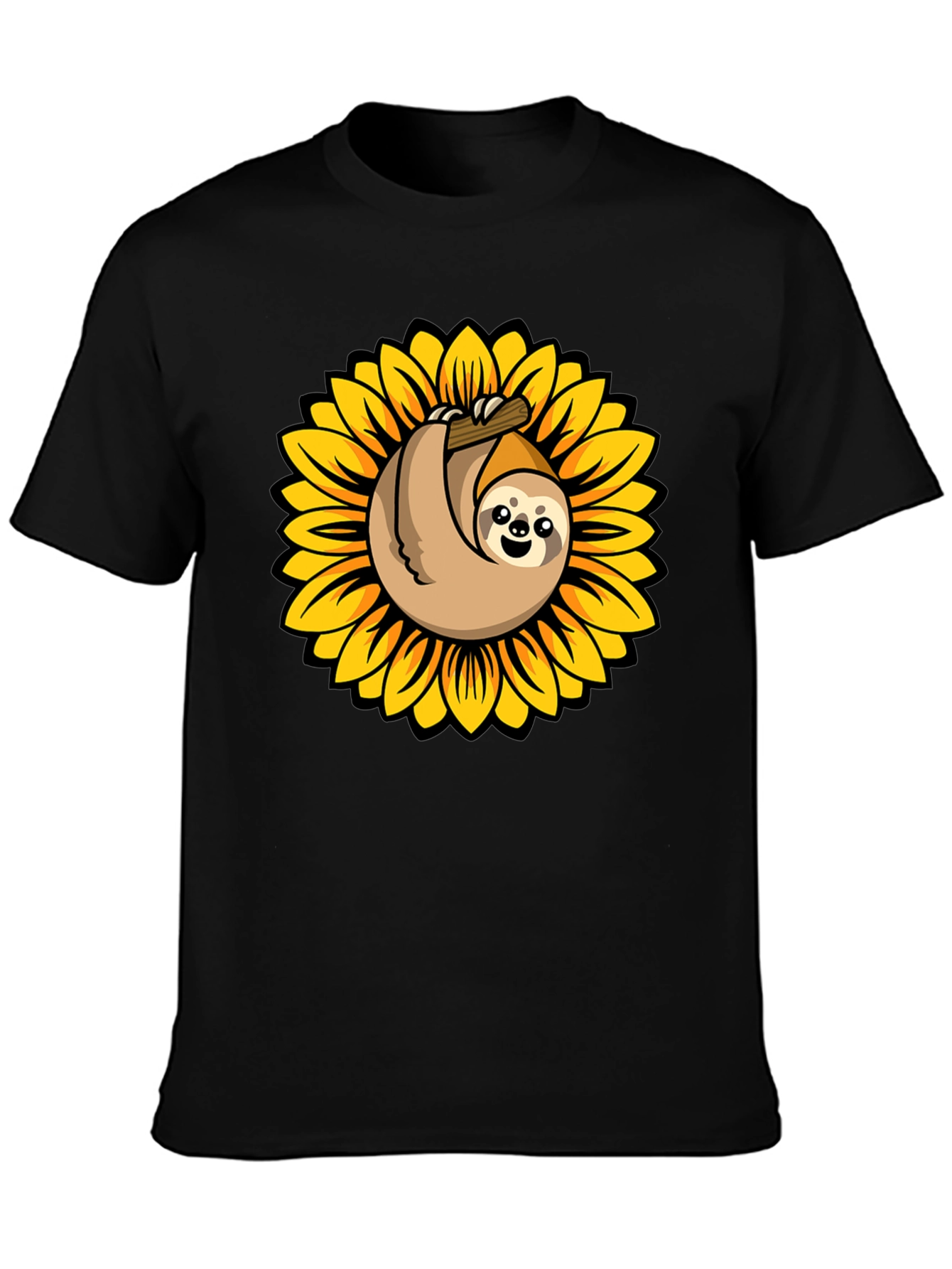 Black Sloth in Sunflower Graphic Tee - Relaxed Fit view 3