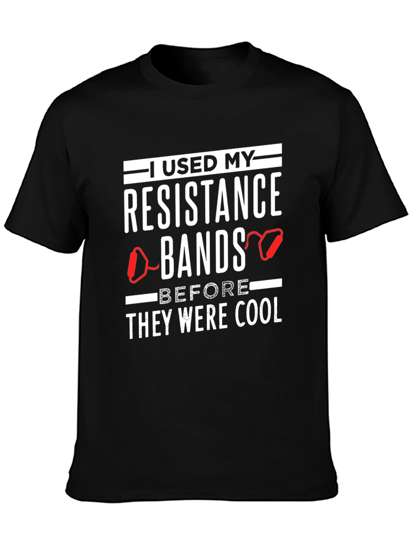 Black Resistance Bands Funny Workout T-Shirt view 3