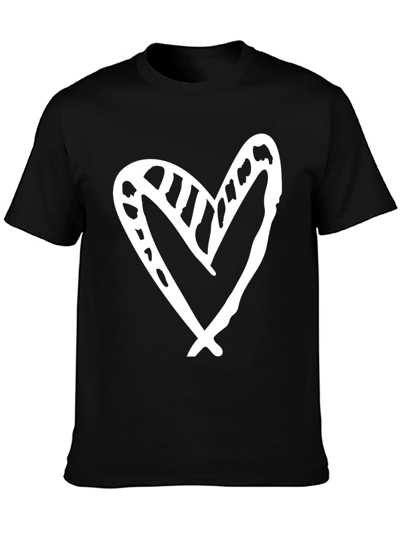 Black Heart Graphic Black Casual T-Shirt view 3