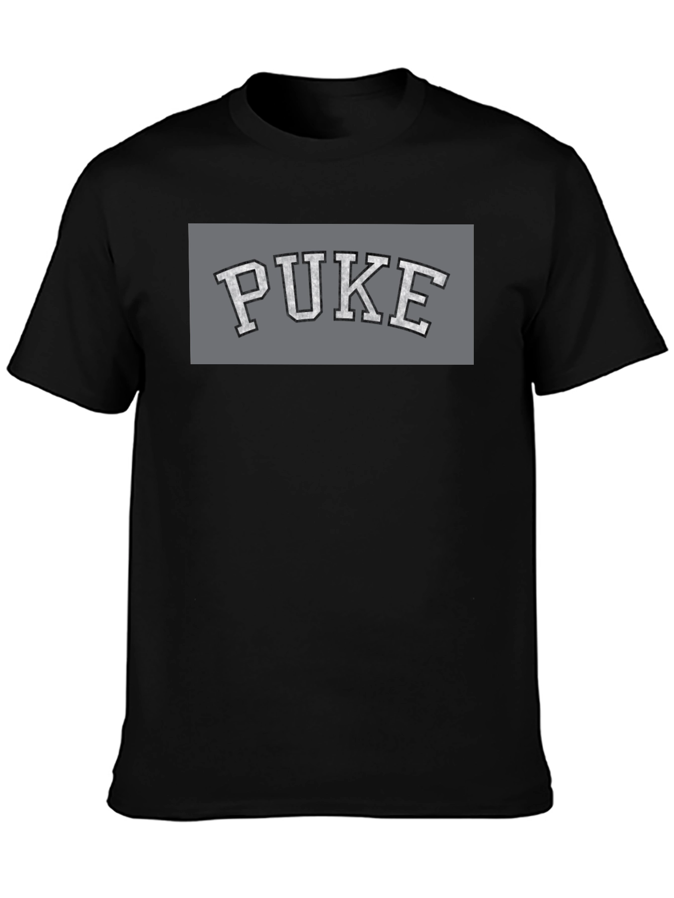 Black PUKE Graphic Tee - Collegiate Style Black T-Shirt view 3