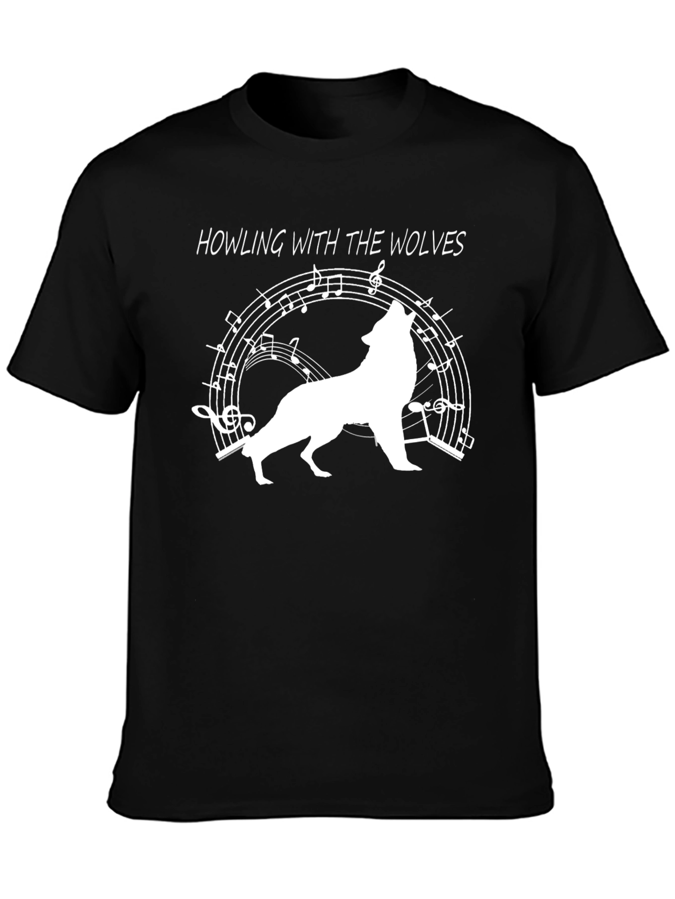 Black Howling with the Wolves Graphic Tee view 3