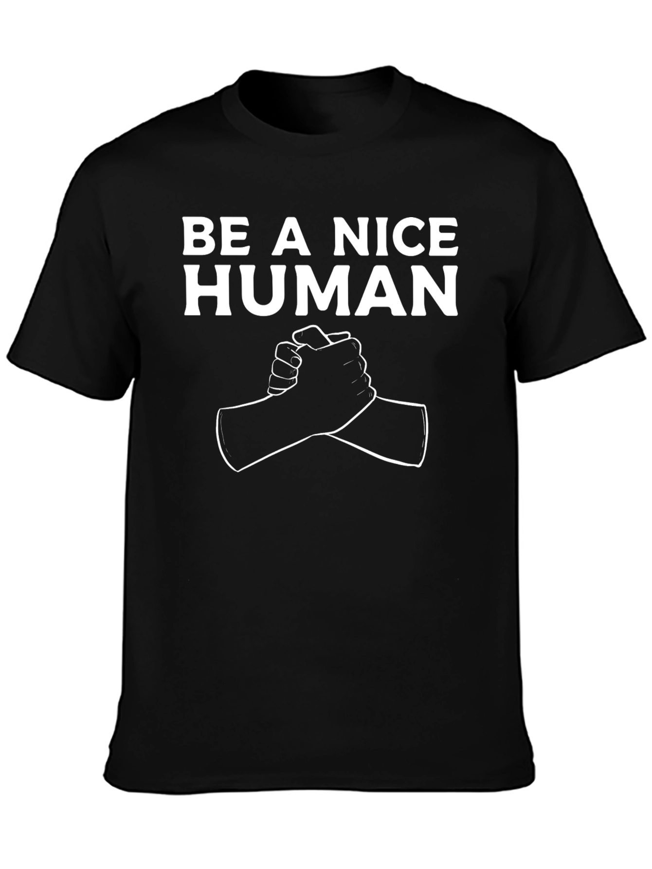 Black Be A Nice Human Graphic Tee - Soft Cotton Blend view 3