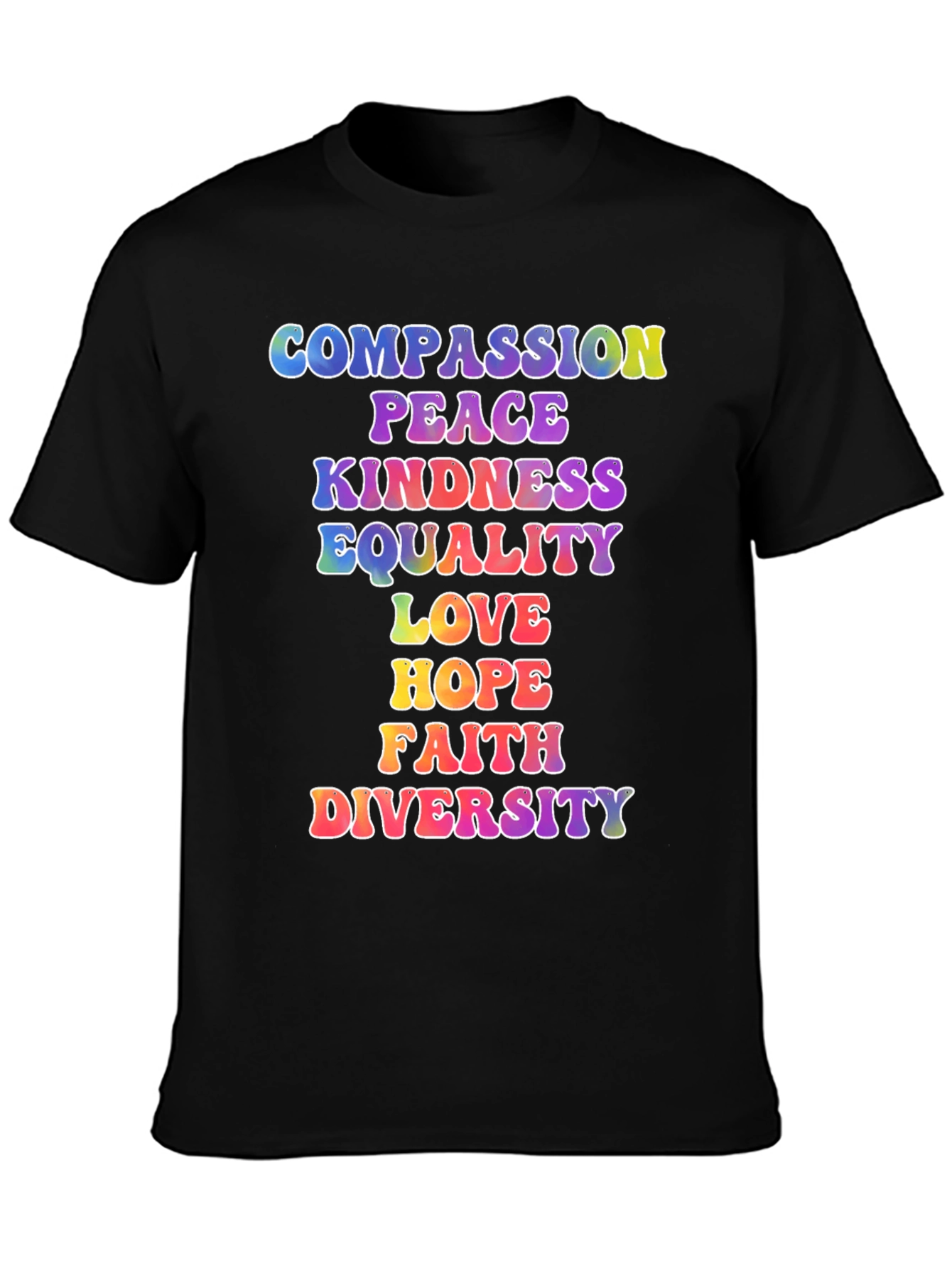Black Compassion Peace Kindness Equality T-Shirt view 3