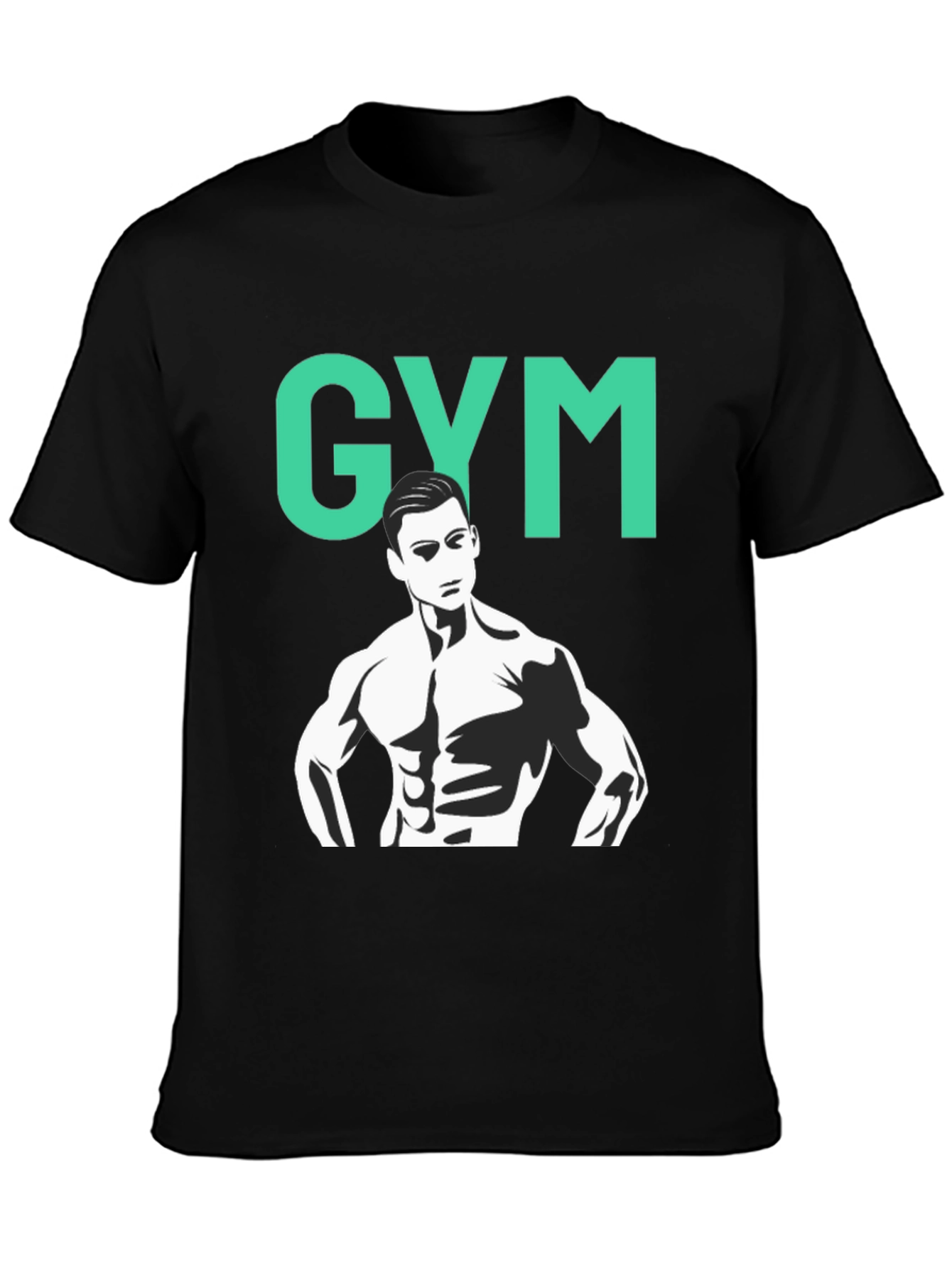 Black Gym Graphic Tee - Black Cotton Training Shirt view 3