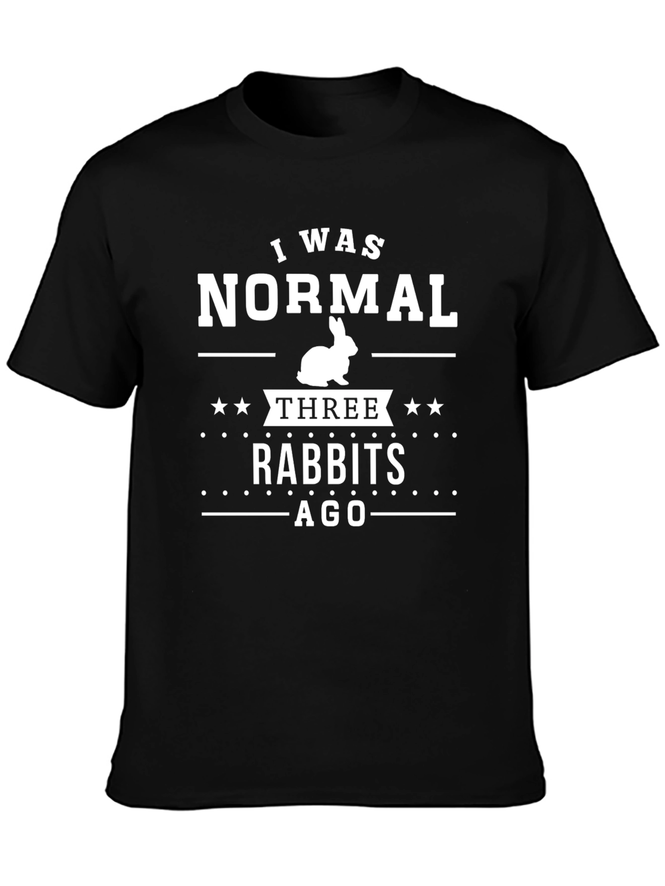 Black Funny Rabbit T-Shirt - I Was Normal Three Rabbits Ago view 3