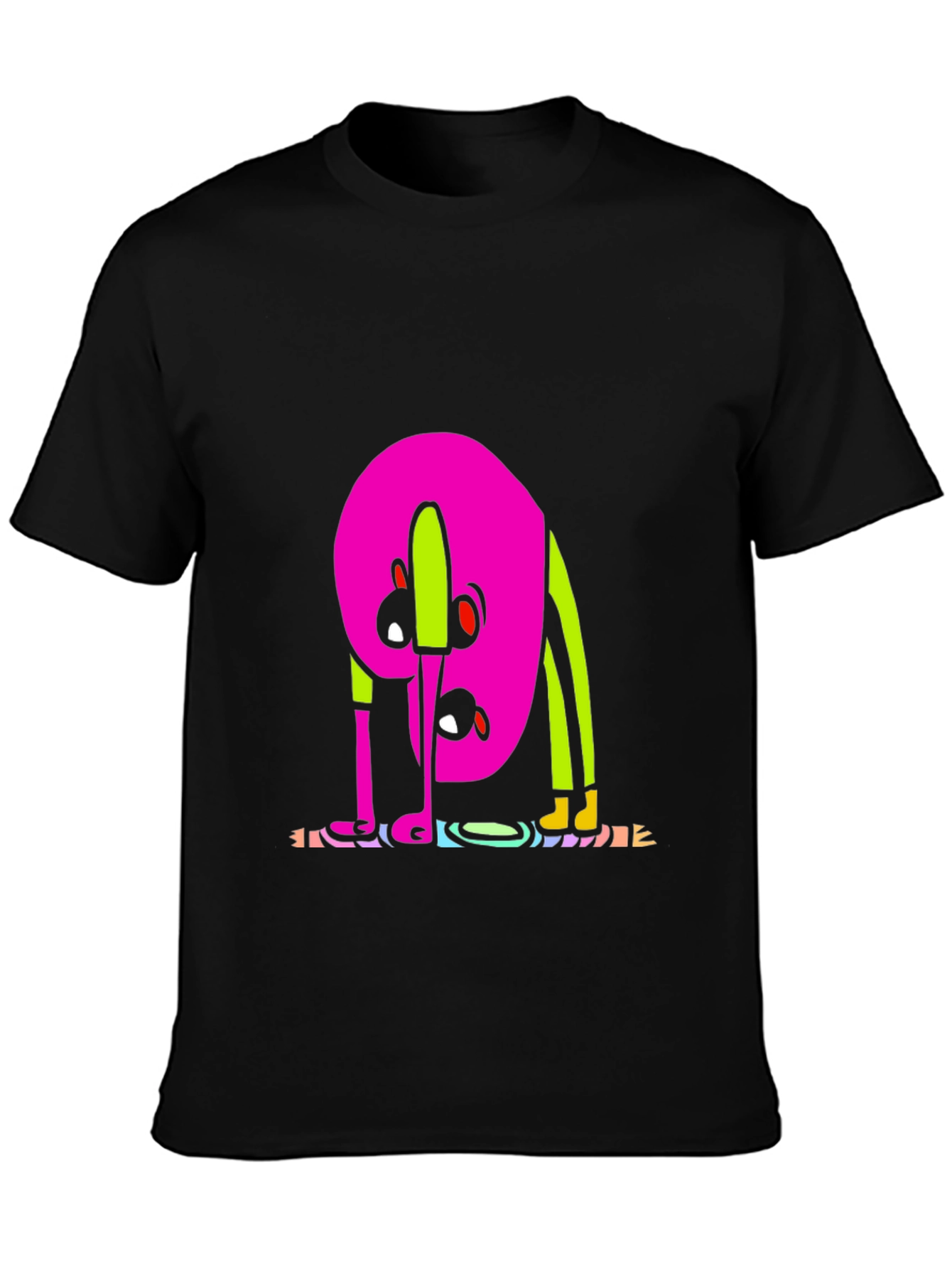 Black Funky Cartoon Graphic Tee - Black view 3