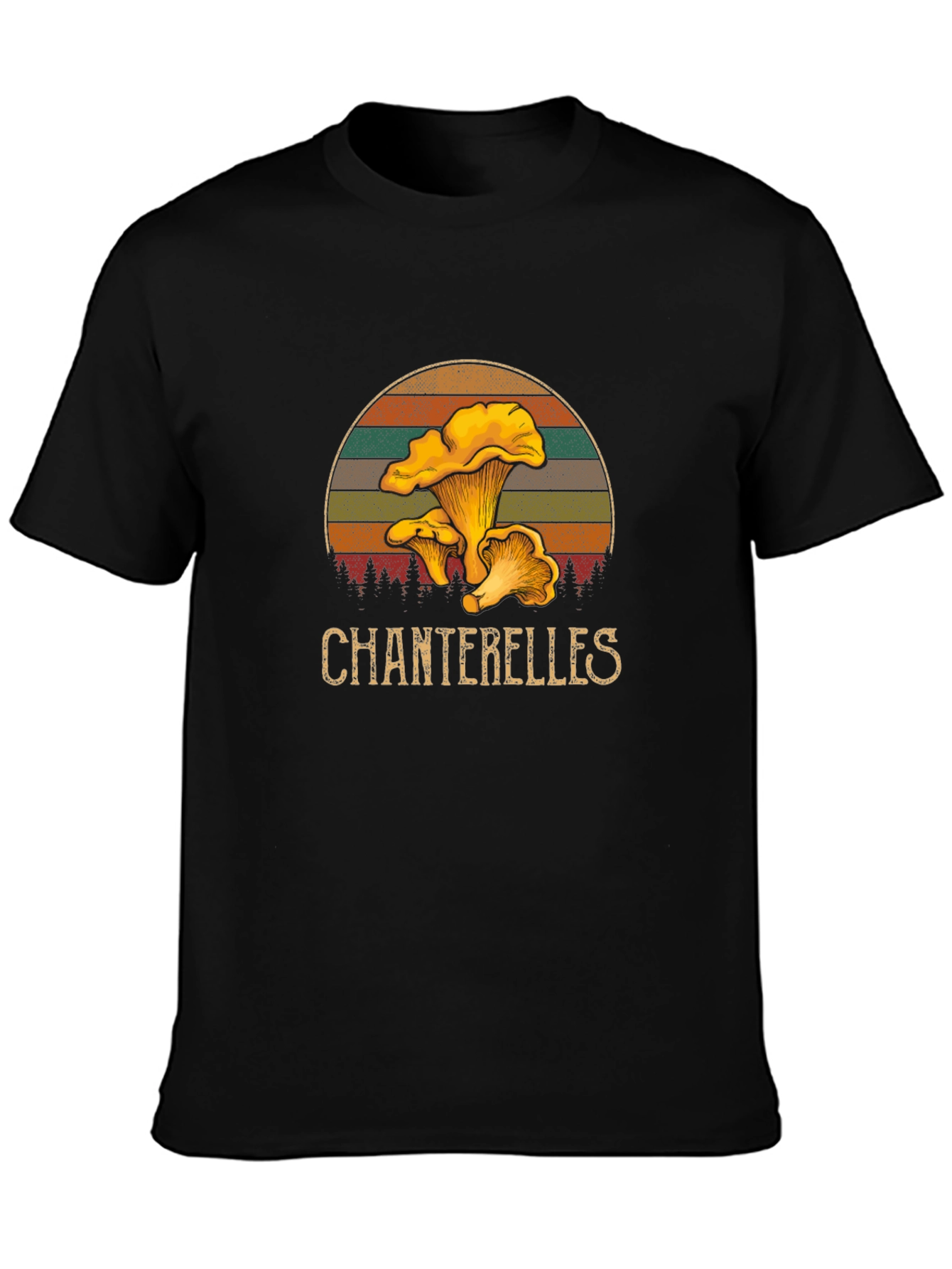 Black Chanterelle Mushroom Graphic T-Shirt view 3
