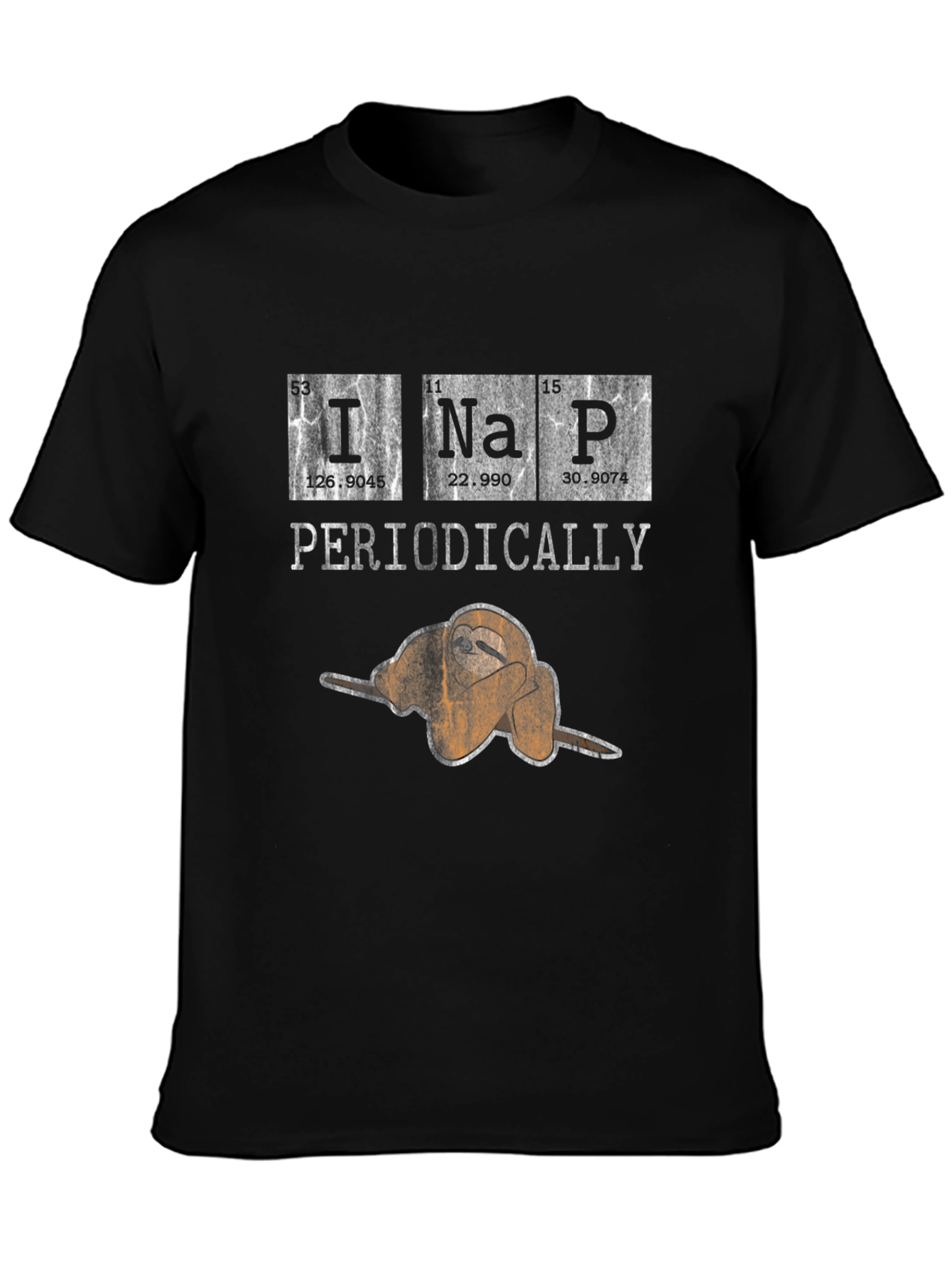 Black Periodically Nap Sloth Graphic T-Shirt view 3