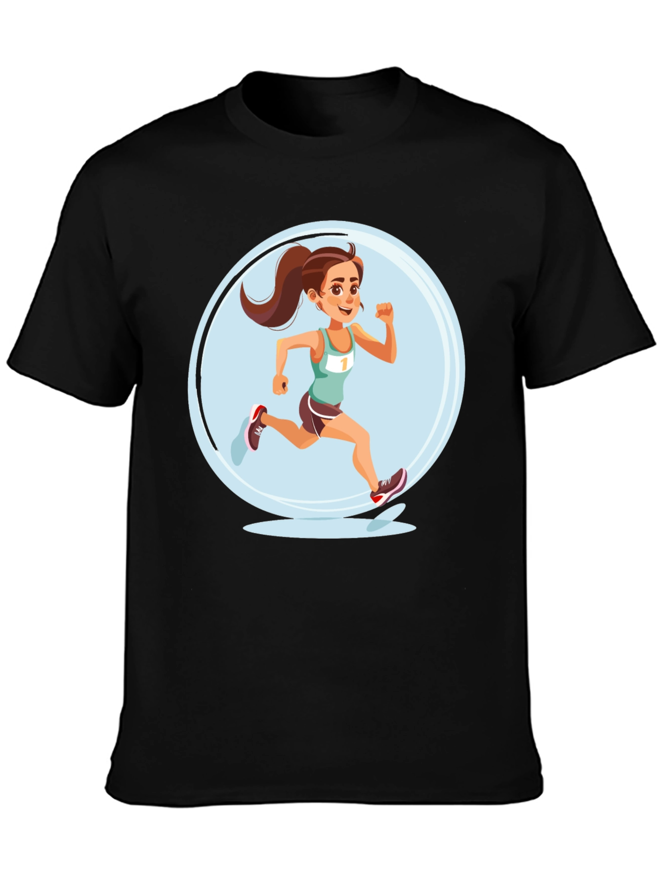 Black Running Girl Graphic Tee view 3