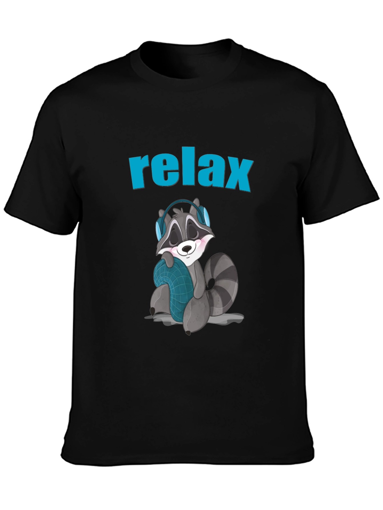 Black Relaxing Raccoon Graphic Tee view 3