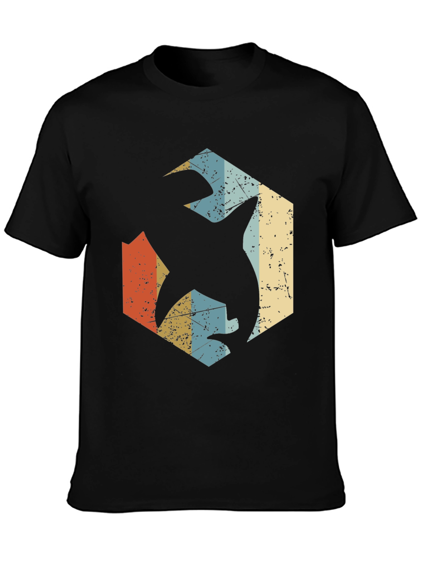 Black Retro Shark Graphic Tee - Black Cotton Blend view 3