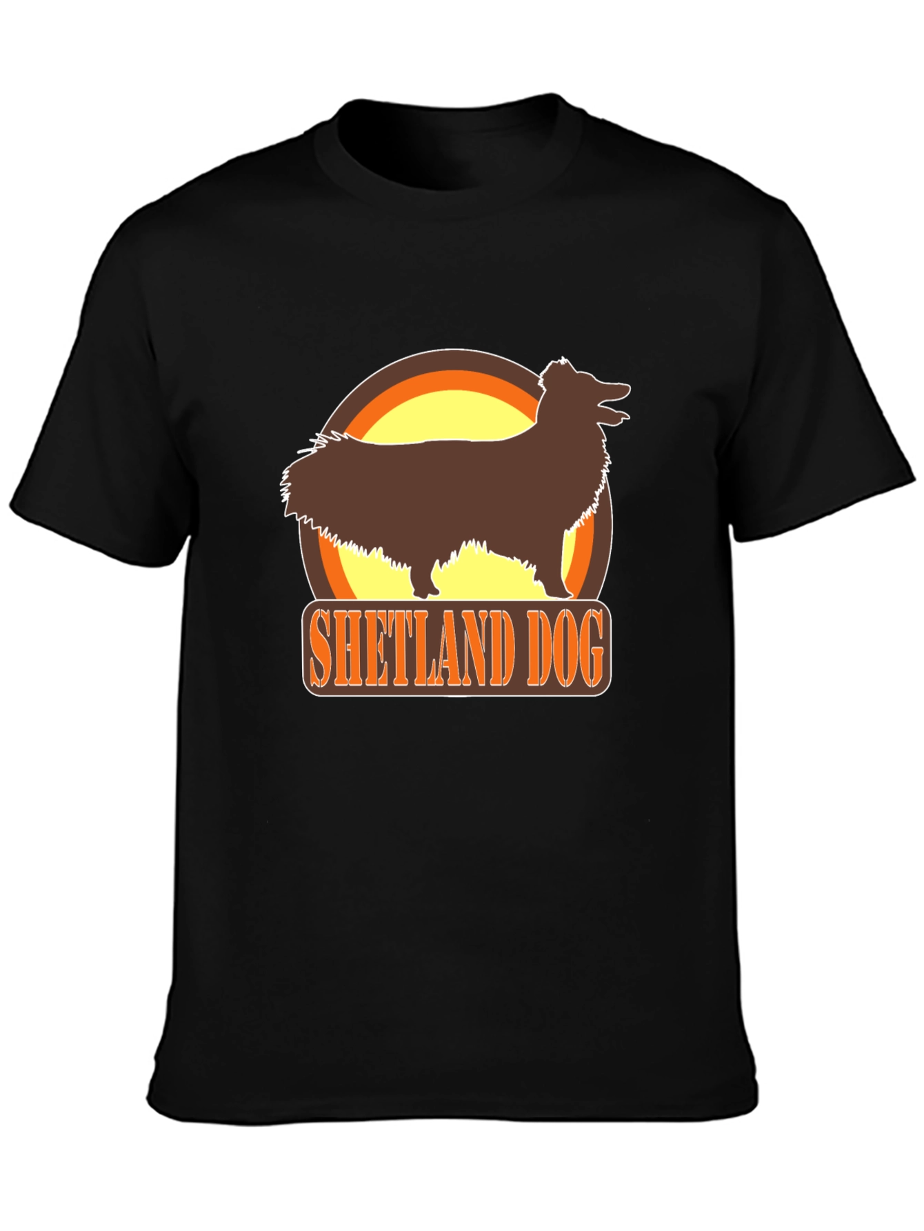 Black Shetland Dog Black T-Shirt view 3