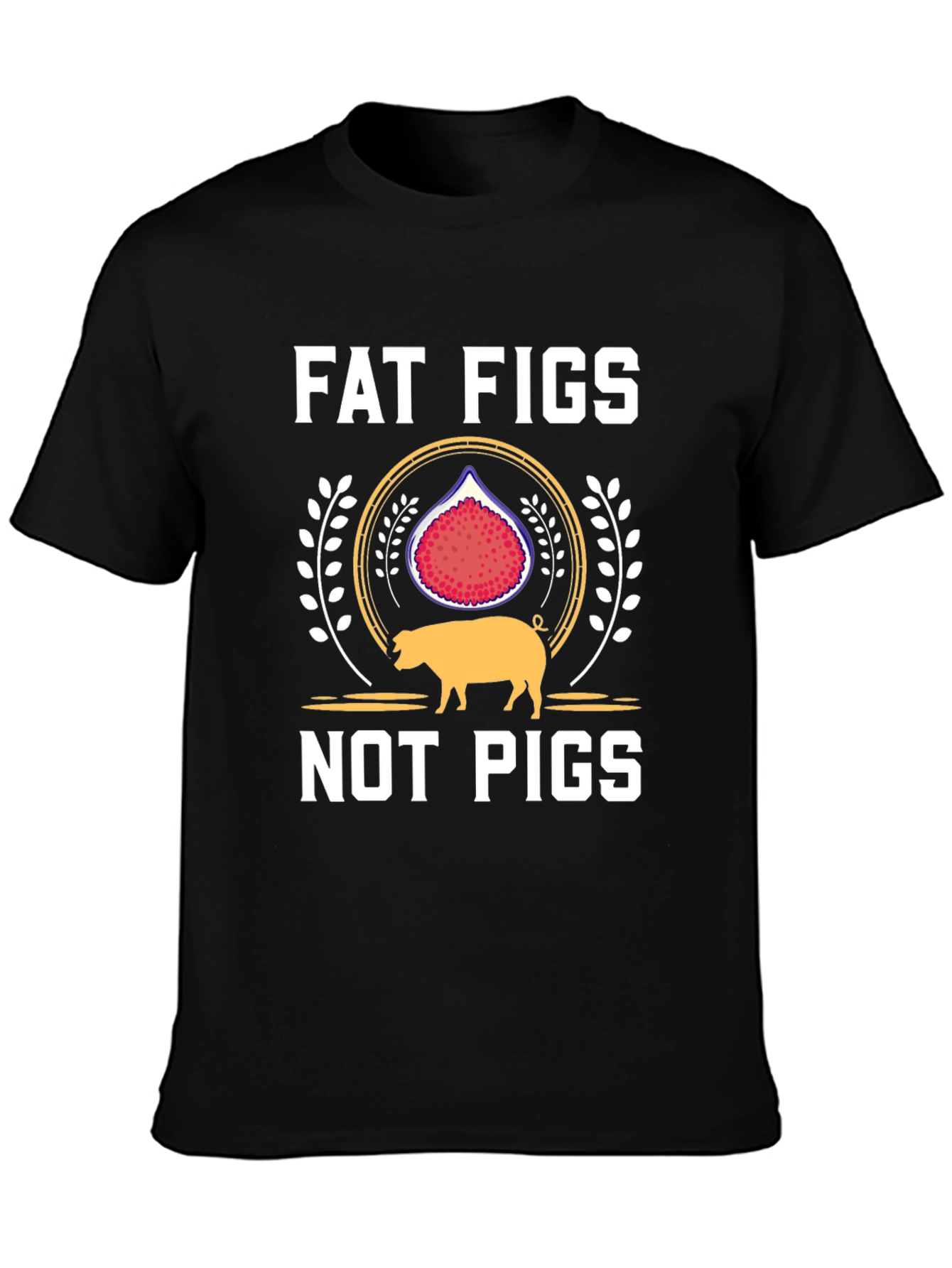 Black Fat Figs Not Pigs Graphic Tee view 3