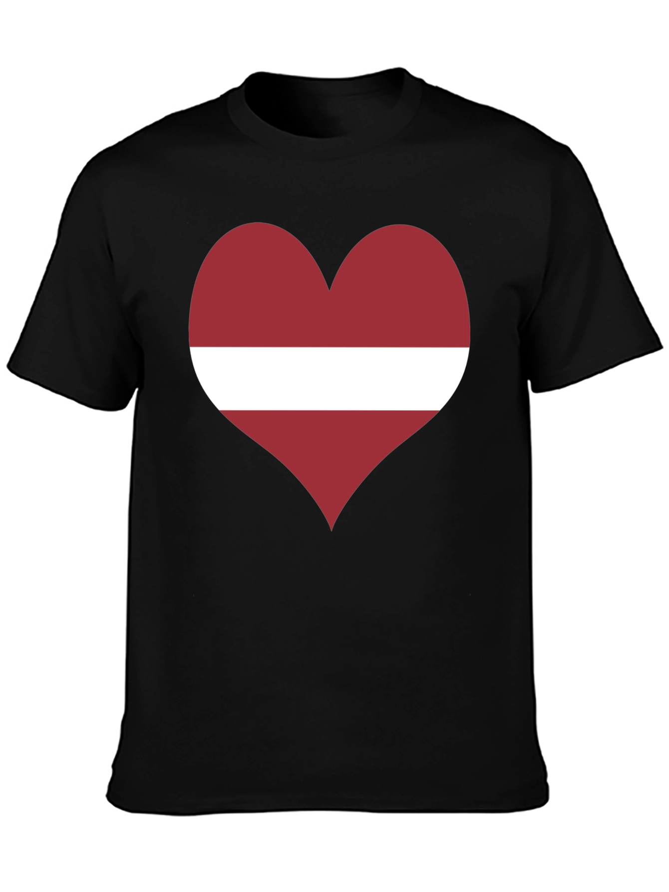 Black Latvia Flag Heart T-Shirt - Show Your Love! view 3