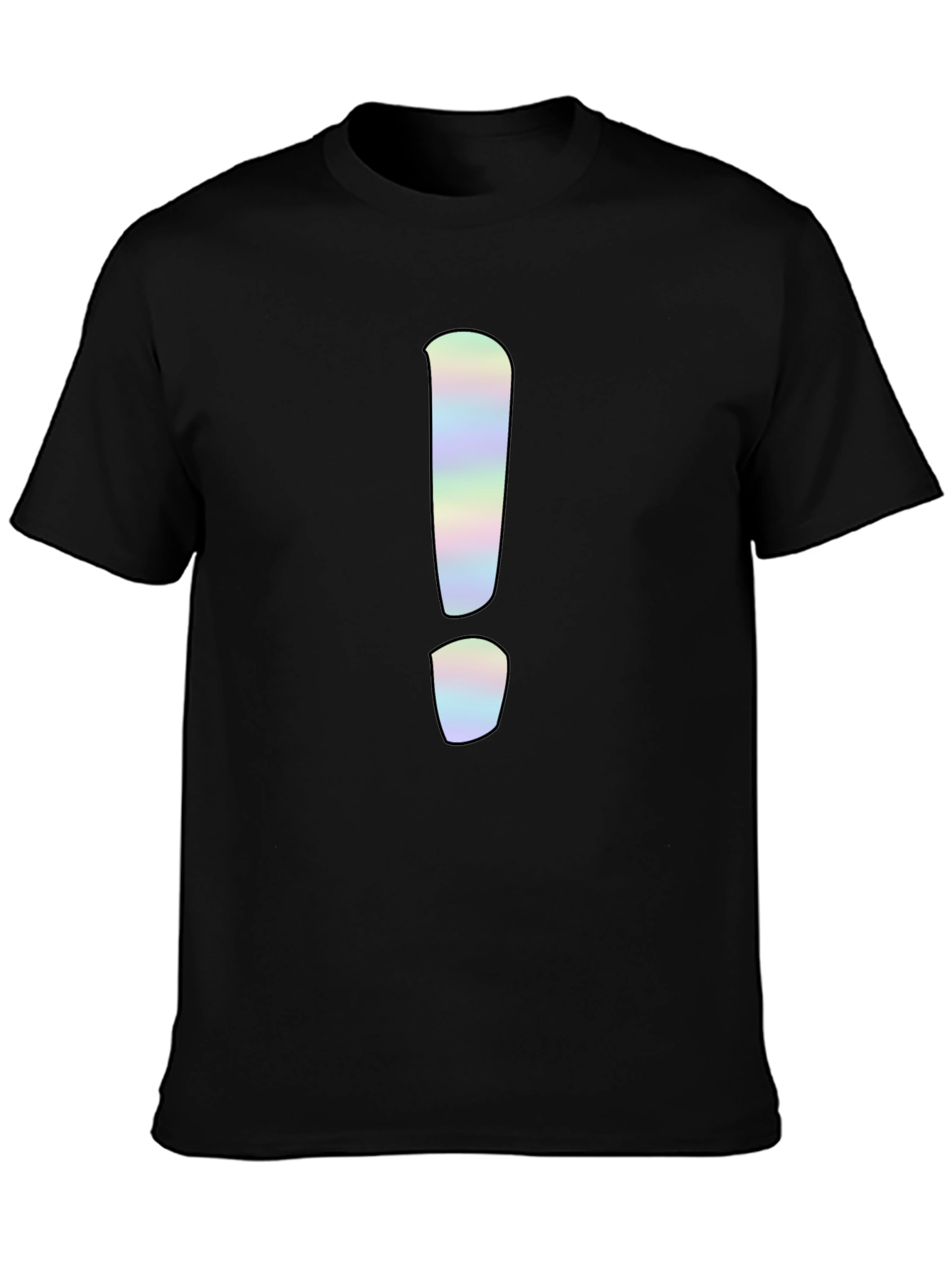 Black Statement Tee: Holographic Exclamation Point Graphic Shirt view 3